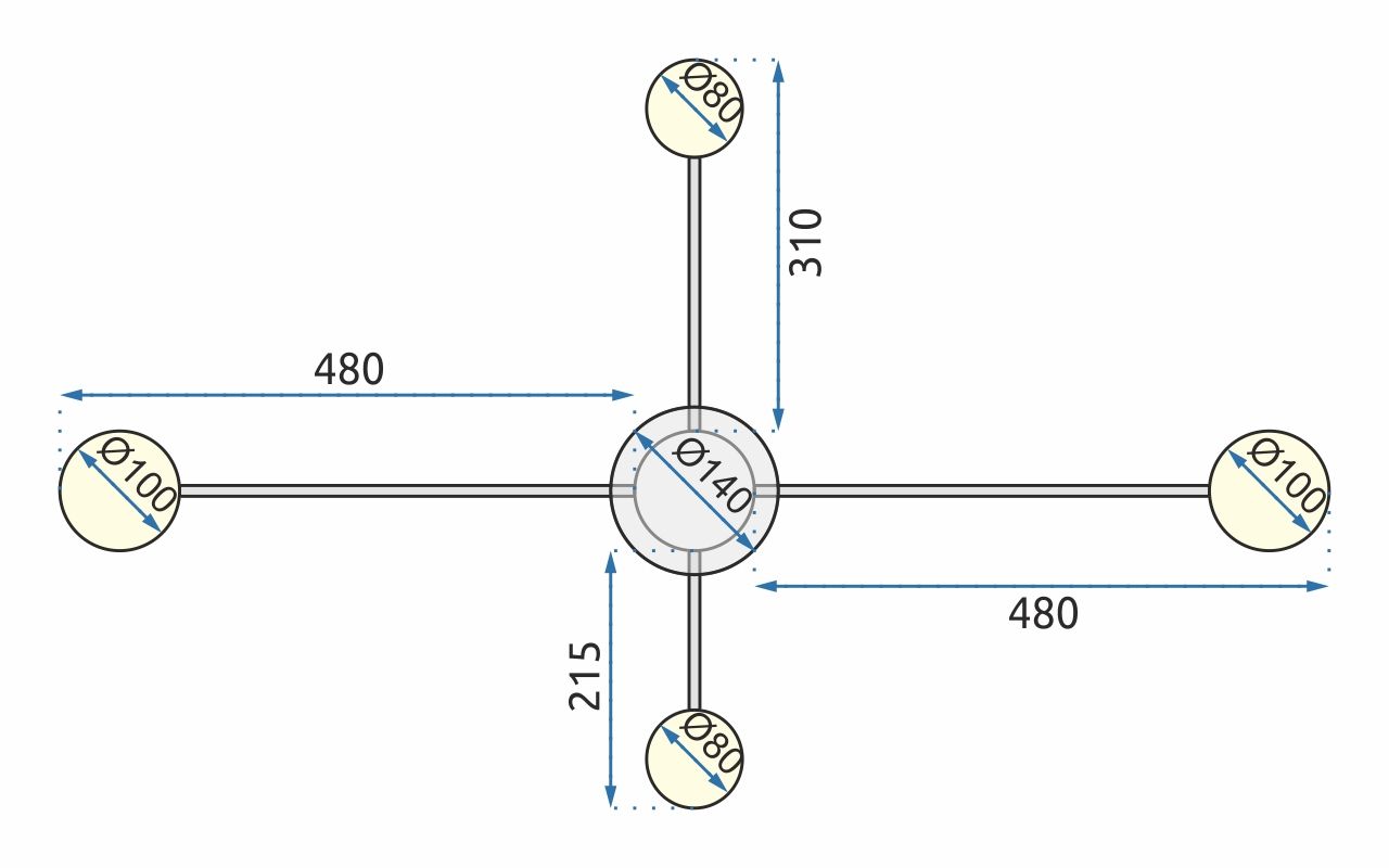 Lámpara LED APP519-4C 4 Brazos Black