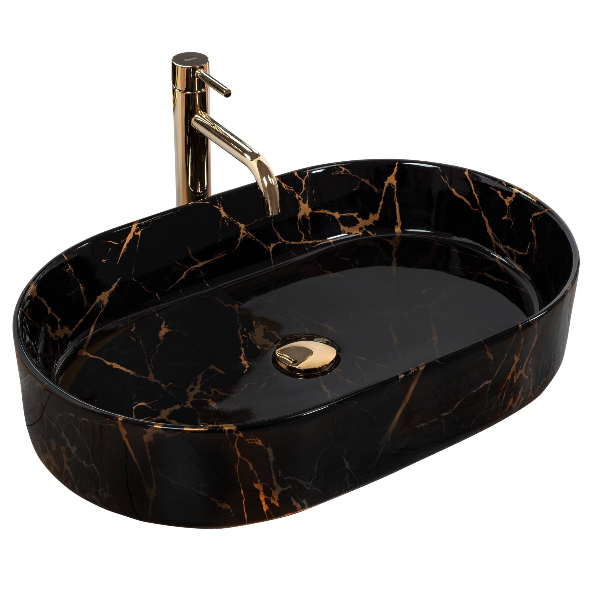 Kriauklė keramikos Rea Nadia Black Marble Shiny