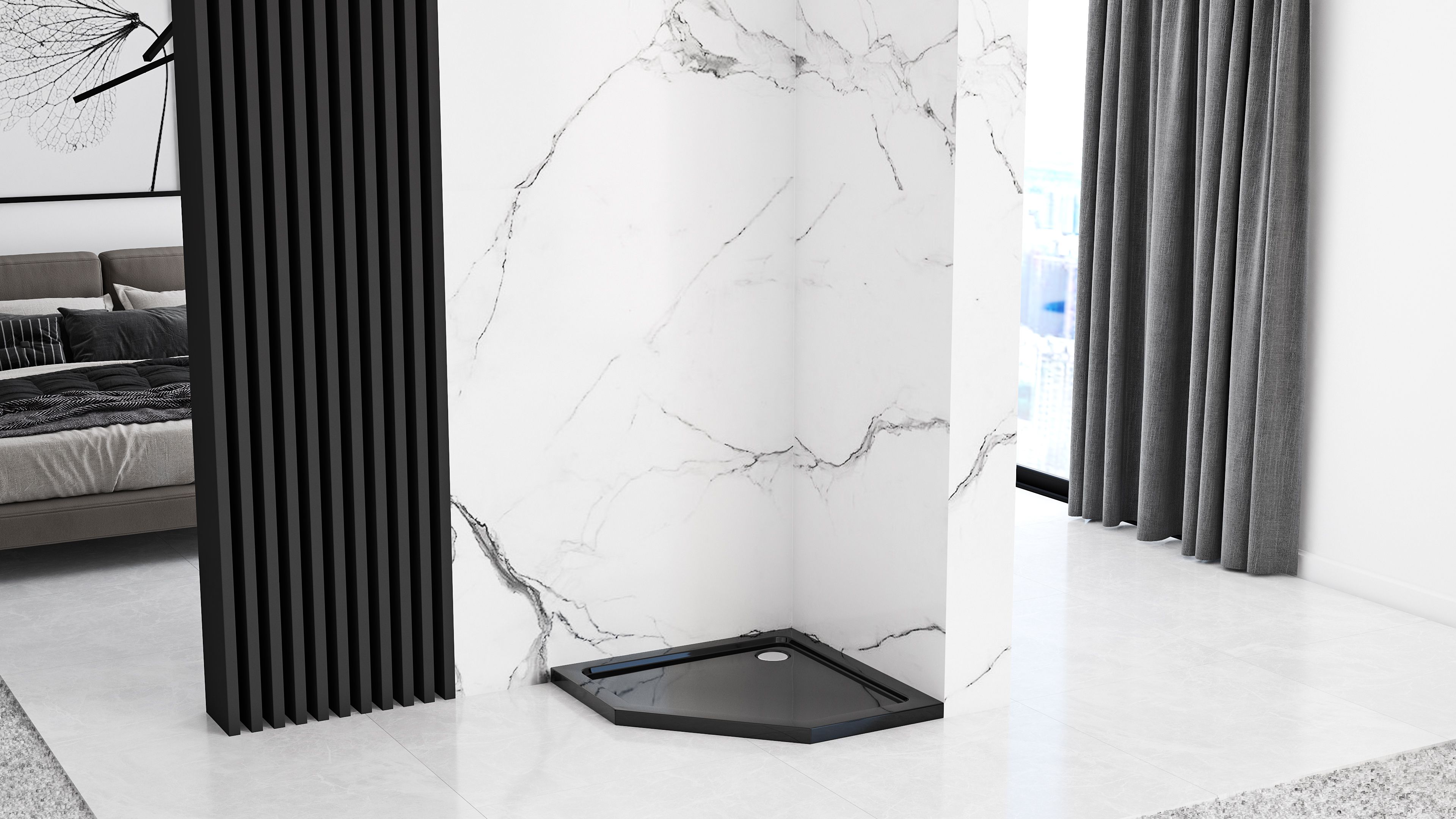 Zuhanykabin Rea DIAMOND 80x80 Black MAT