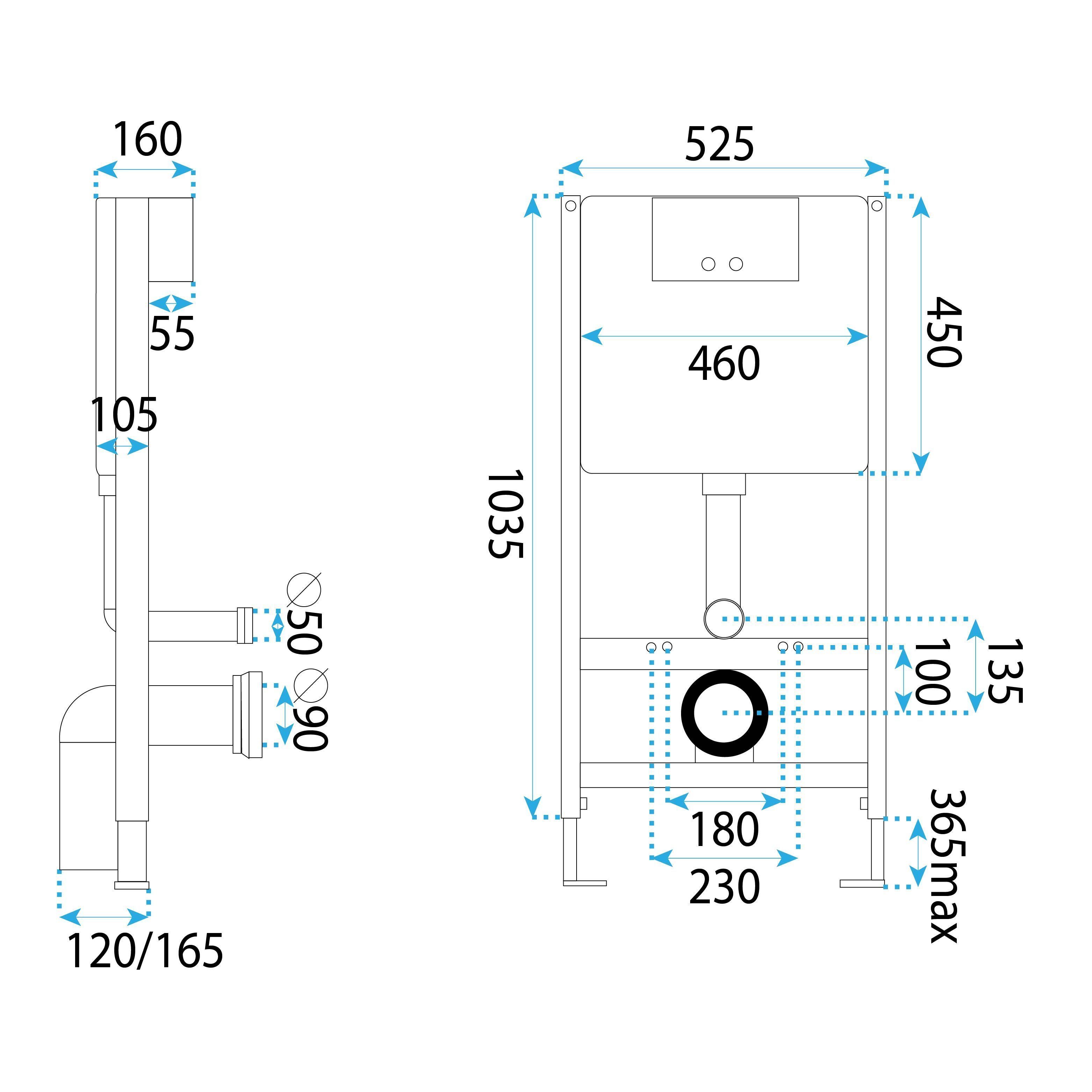 Bâti support wc K011A-Q REA T Brush Steel