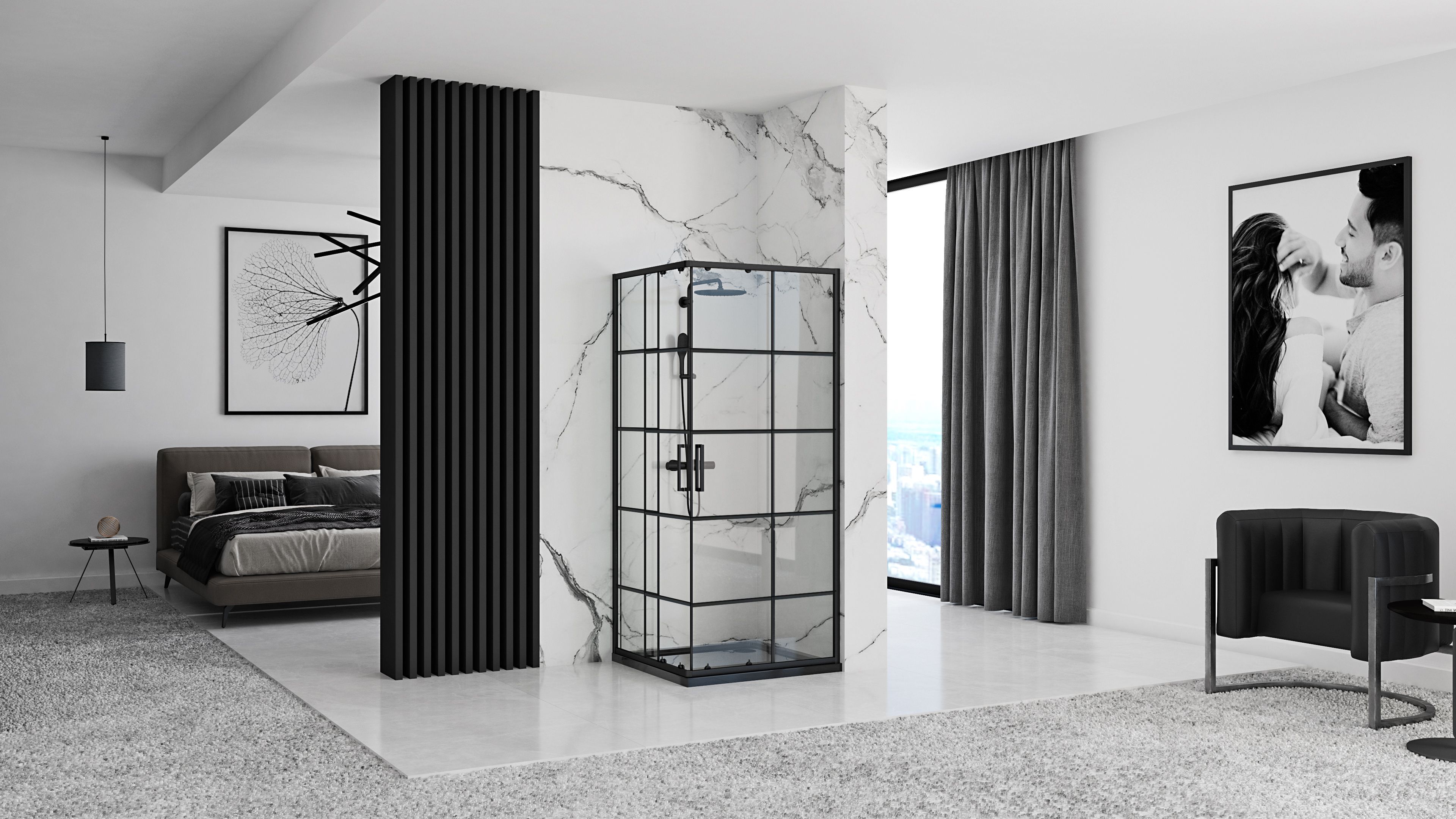 Duschkabine Rea Concept Black 80x80