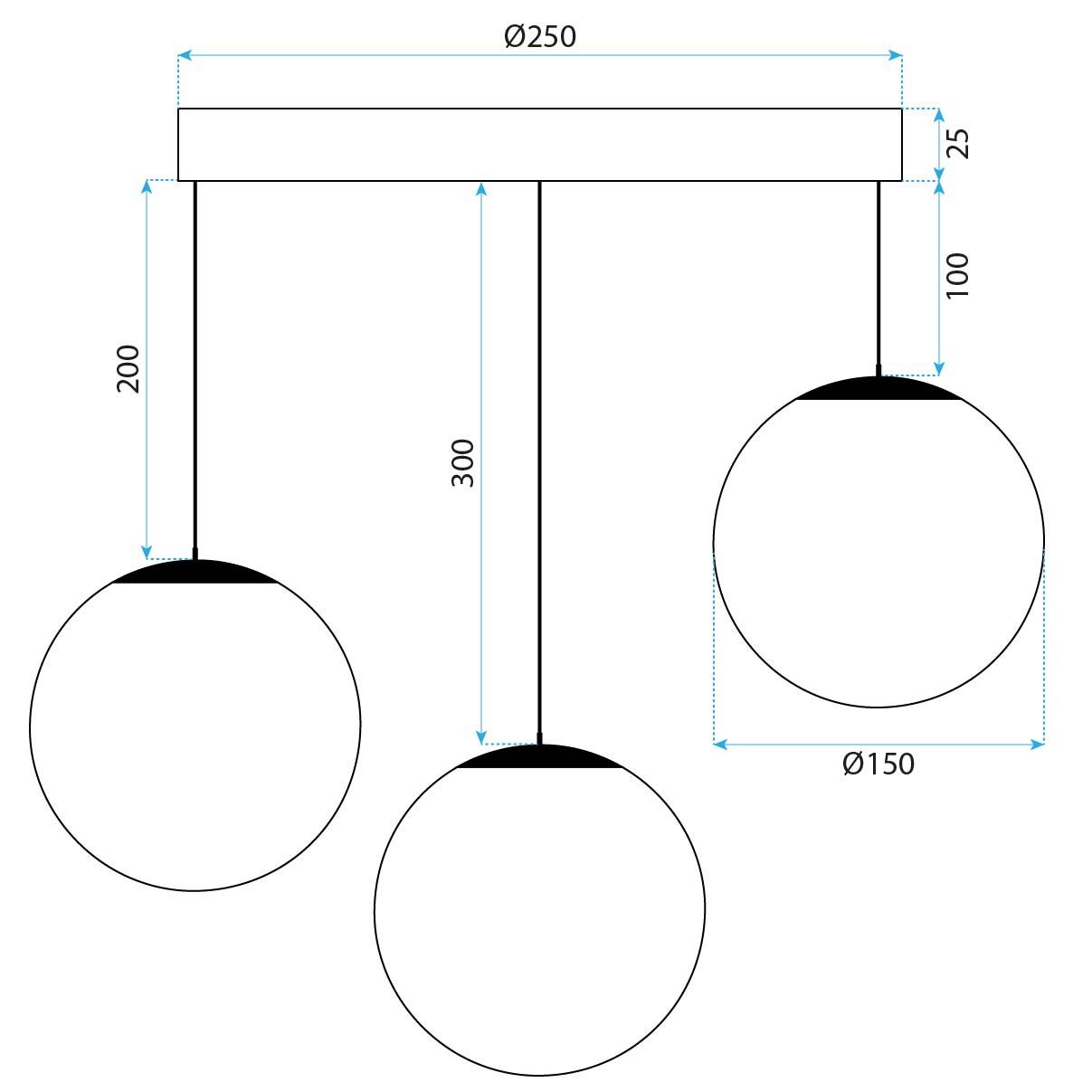 Mennyezeti lámpa APP1815-3CPR BLACK