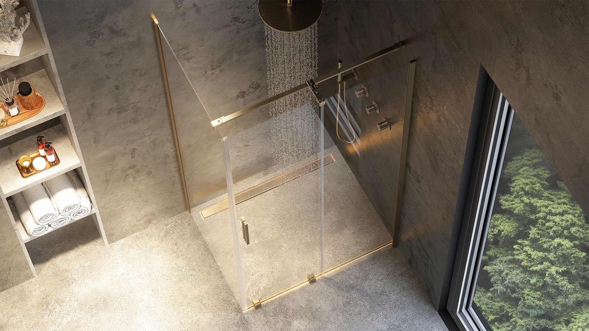 Cabine de douche REA Montana Gold Brush 120x90