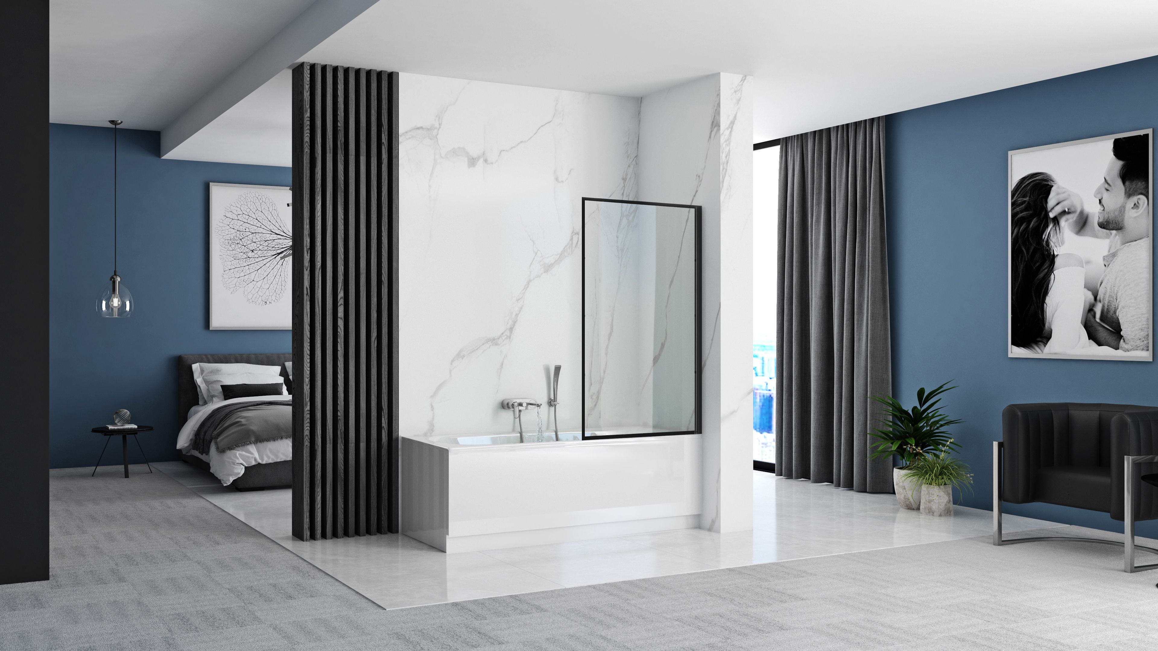 Bathtub screen Rea Lagos Fix 80 Black