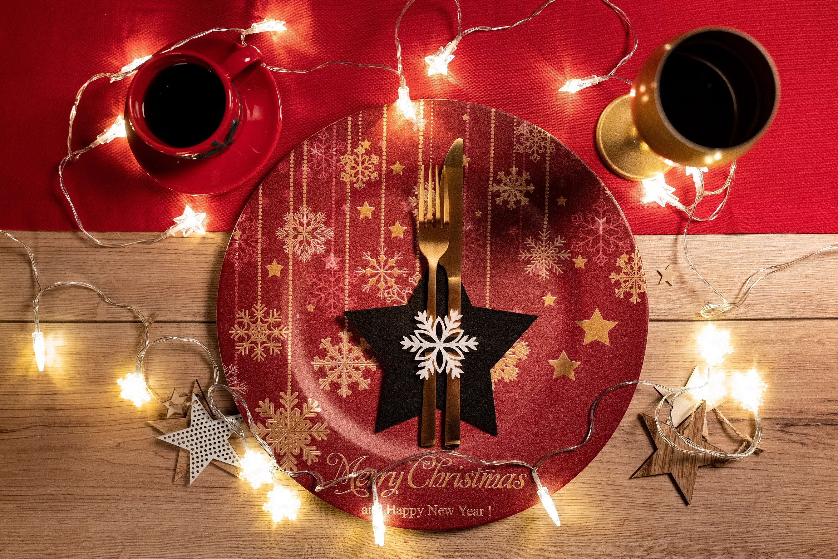 Christmas cutlery cover 4 pcs Star Black