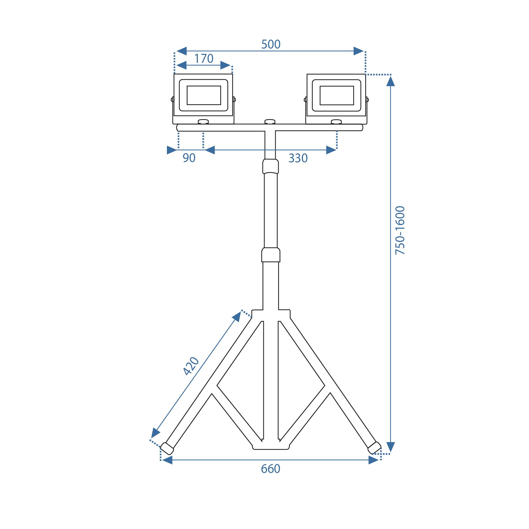 Halogen LED budowlany na statywie RSL005-2x50N