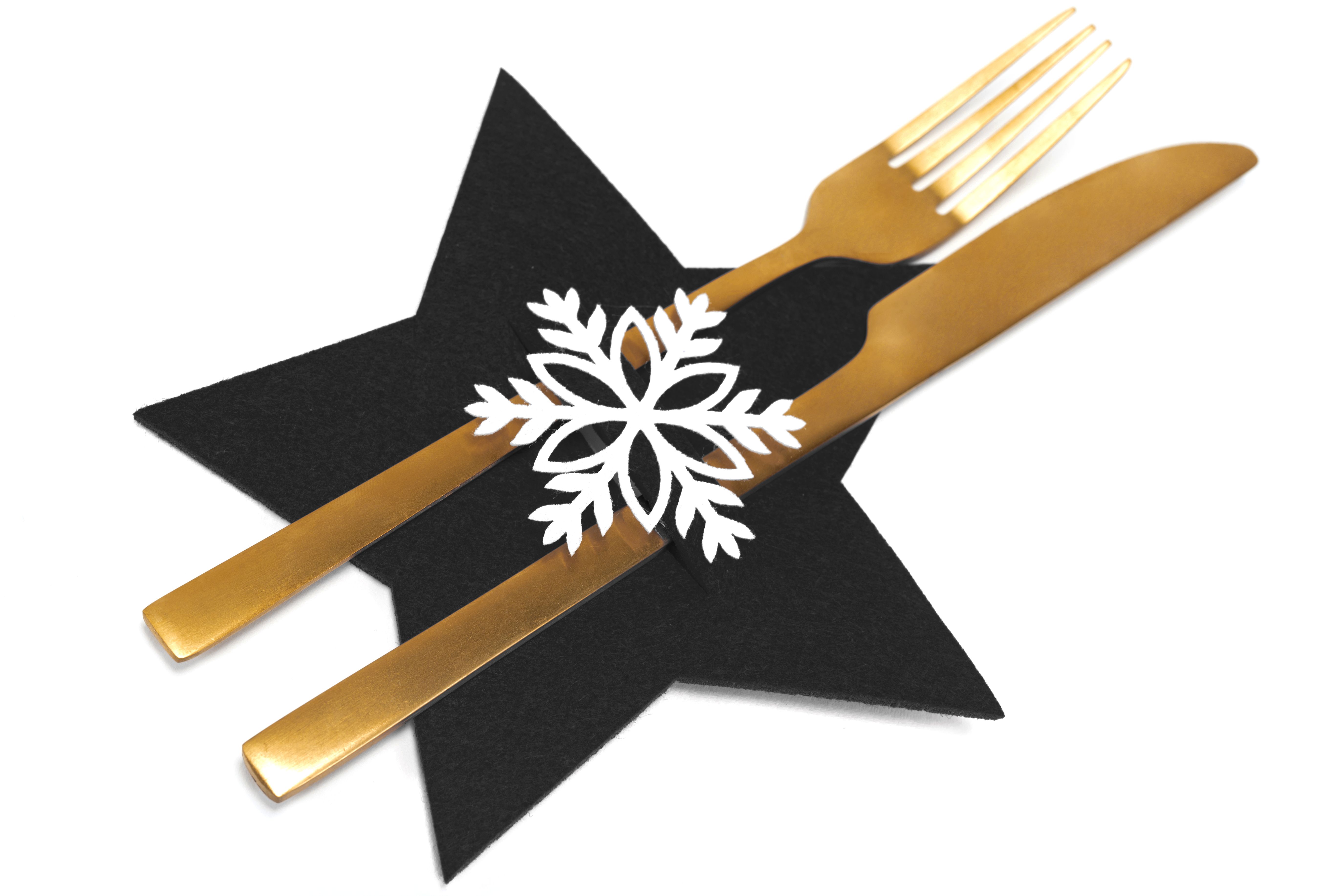 Christmas cutlery cover 4 pcs Star Black