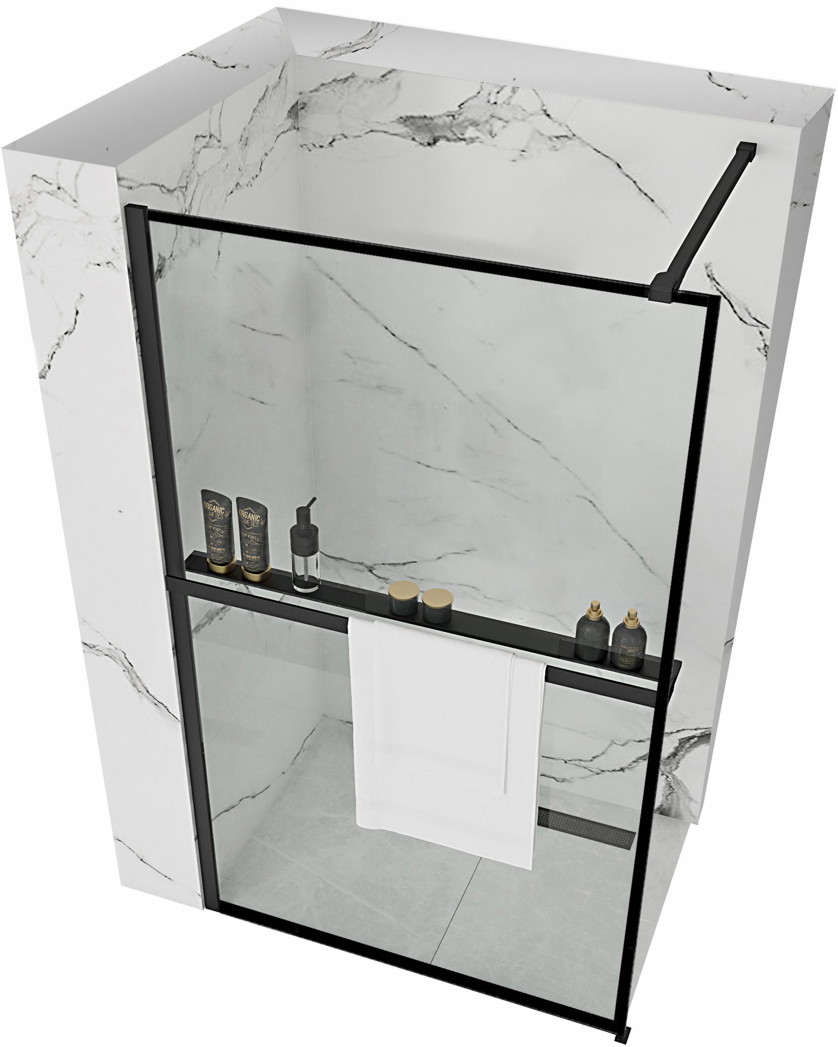 Shower screen Rea Bler 80 + shelf and hanger EVO