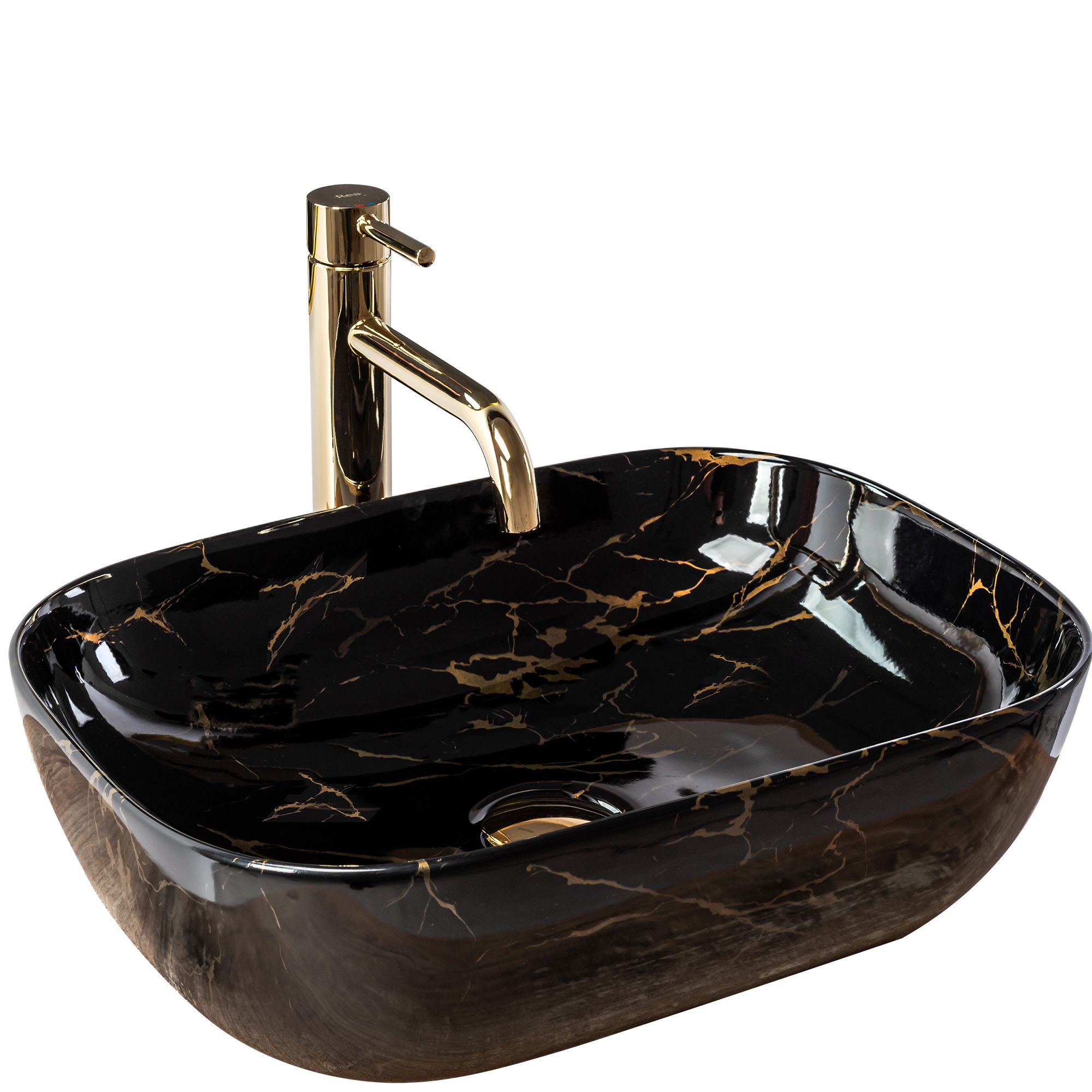 Умивальник на стільницю Rea Belinda Black Marble shiny