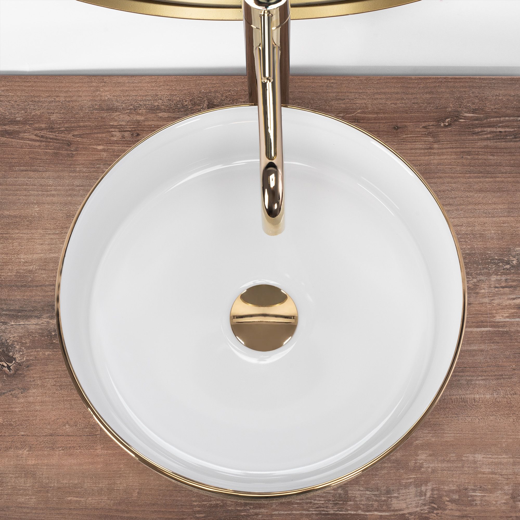 Countertop Basin Rea Sami White Brush Gold