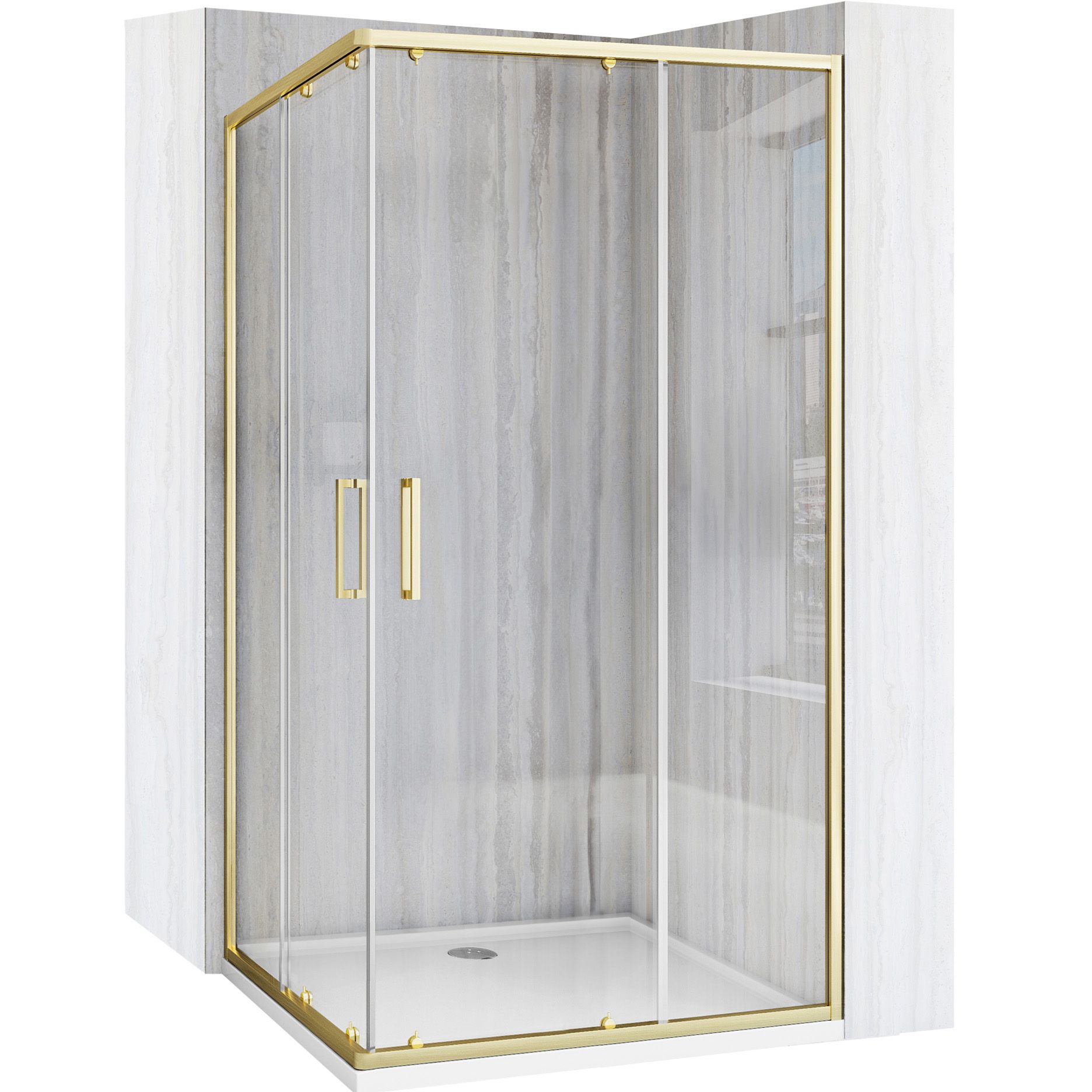 Duschkabine Rea City 80 x 100 Brush Gold