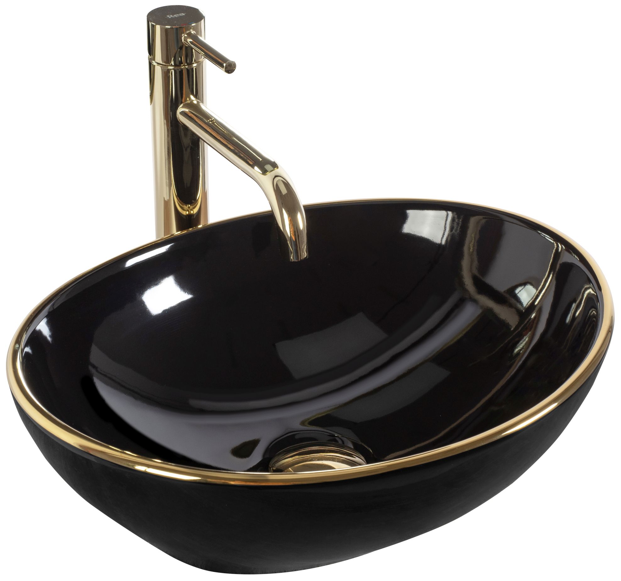 Countertop washbasin Rea Sofia Black Gold Edge