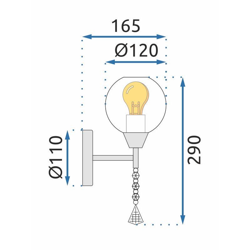 Lámpara de pared APP716-1W E27 Glamour