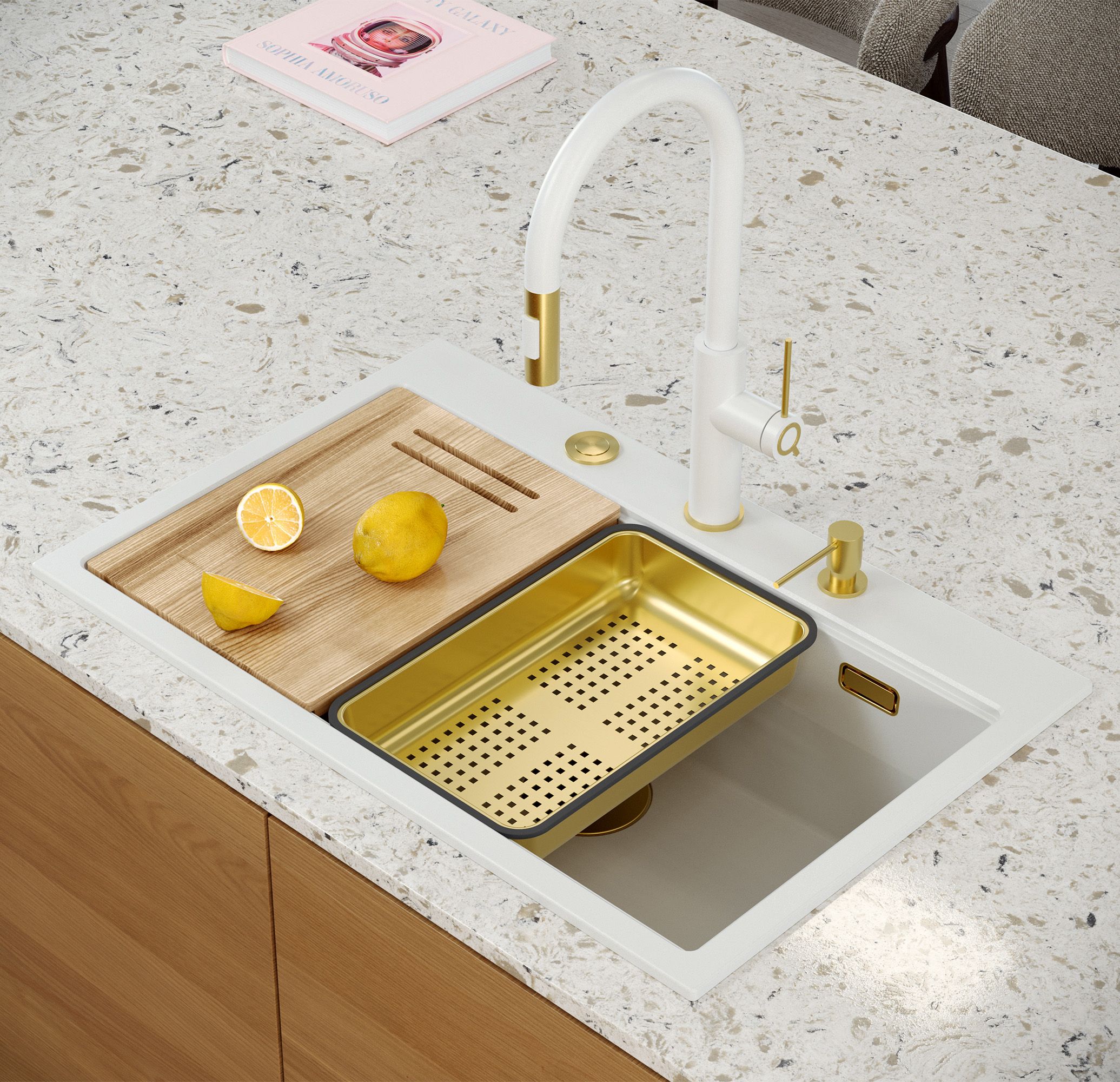 granito kriauklė MARC 110 WORKSTATION White
