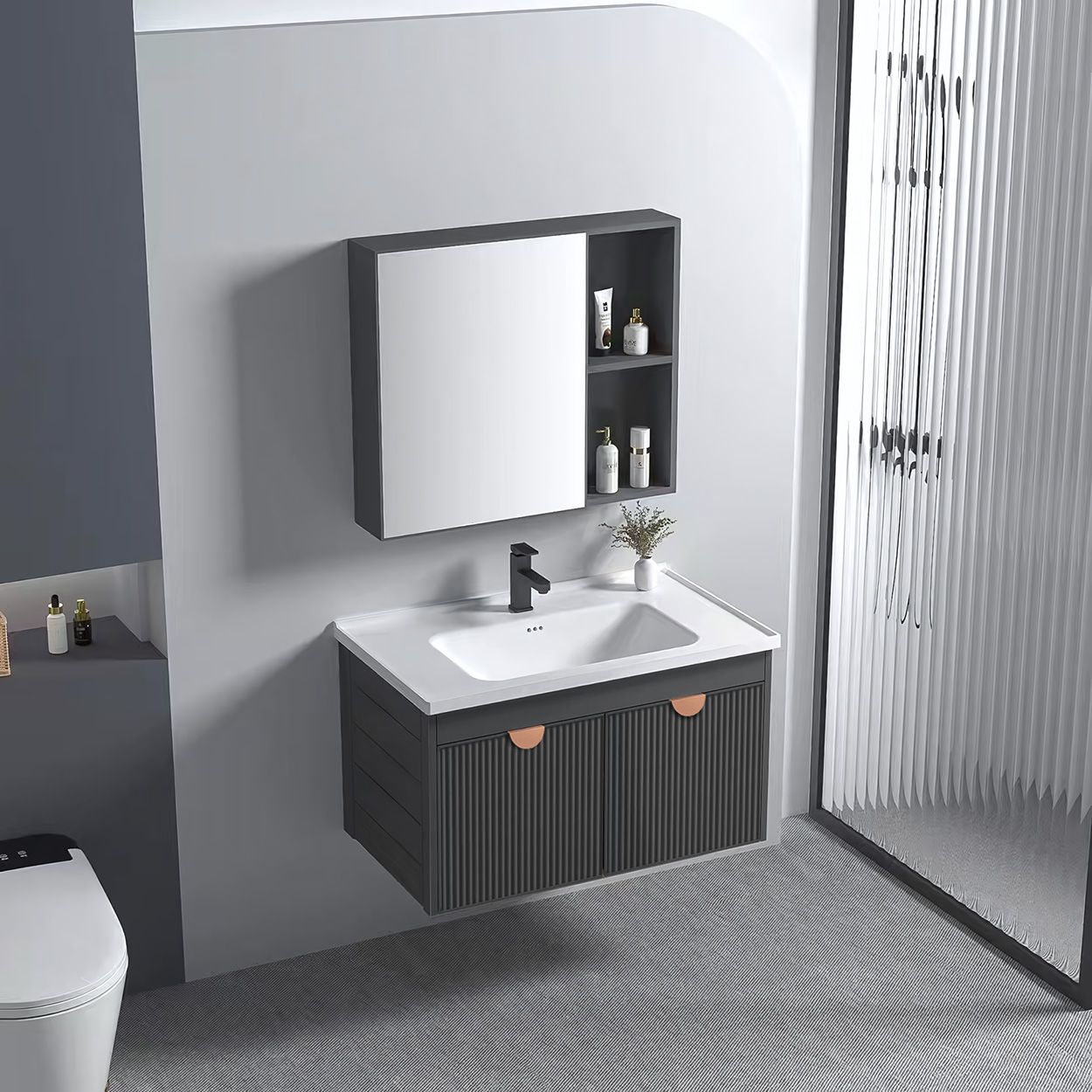 Bathroom furniture set with washbasin Mario 60cm Grey