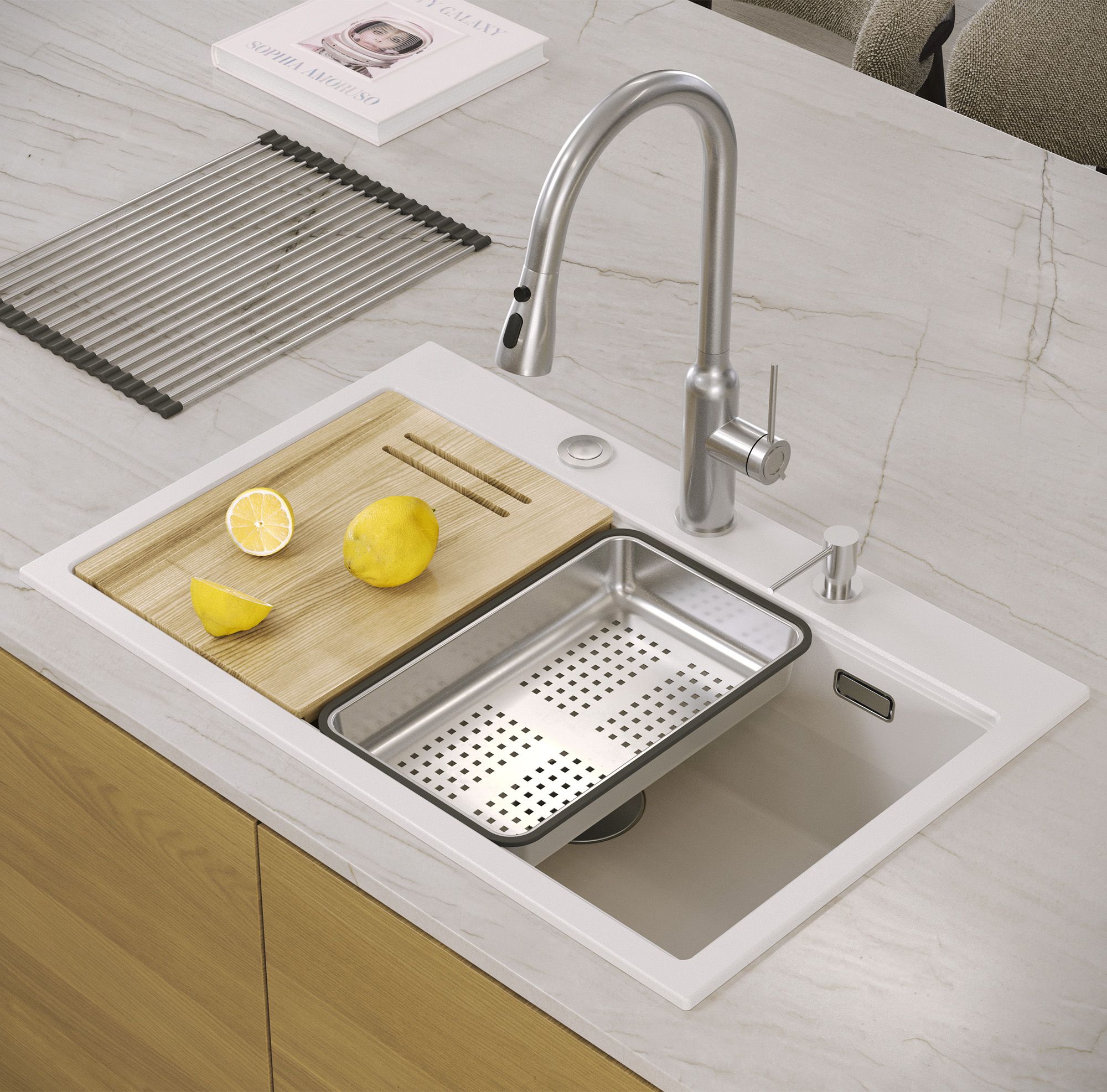 granito kriauklė MARC 110 WORKSTATION White