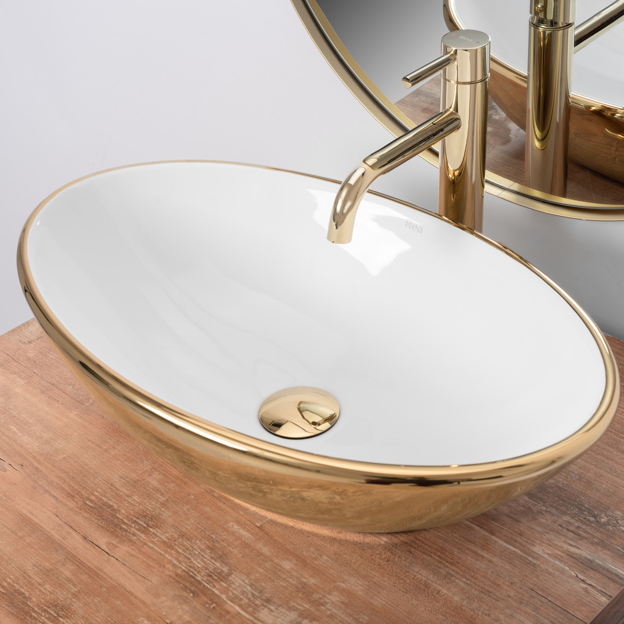 Πάγκος νιπτήρας REA Pamela Gold White 53 x 33 x 15 cm