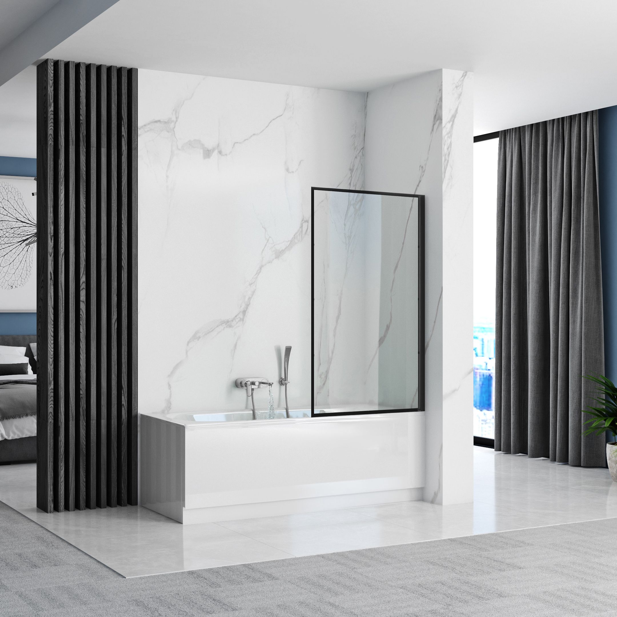 Bathtub screen Rea Lagos Fix 80 Black