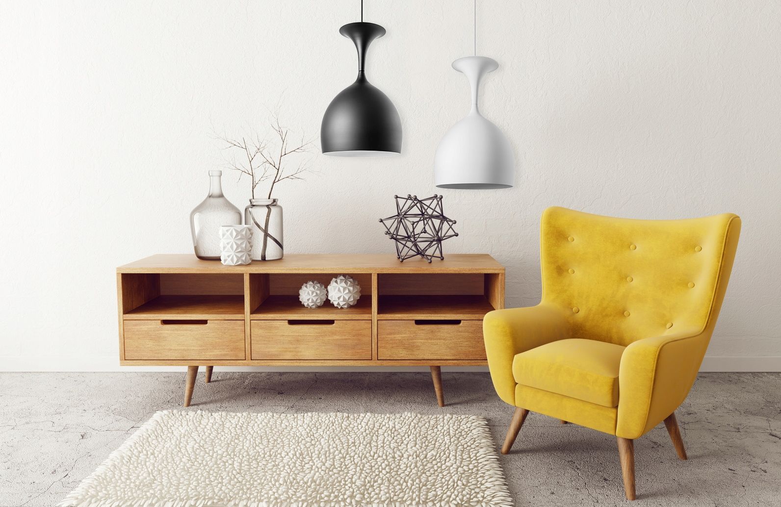 Kovová závěsná stropní lampa stínidlo Calyx White