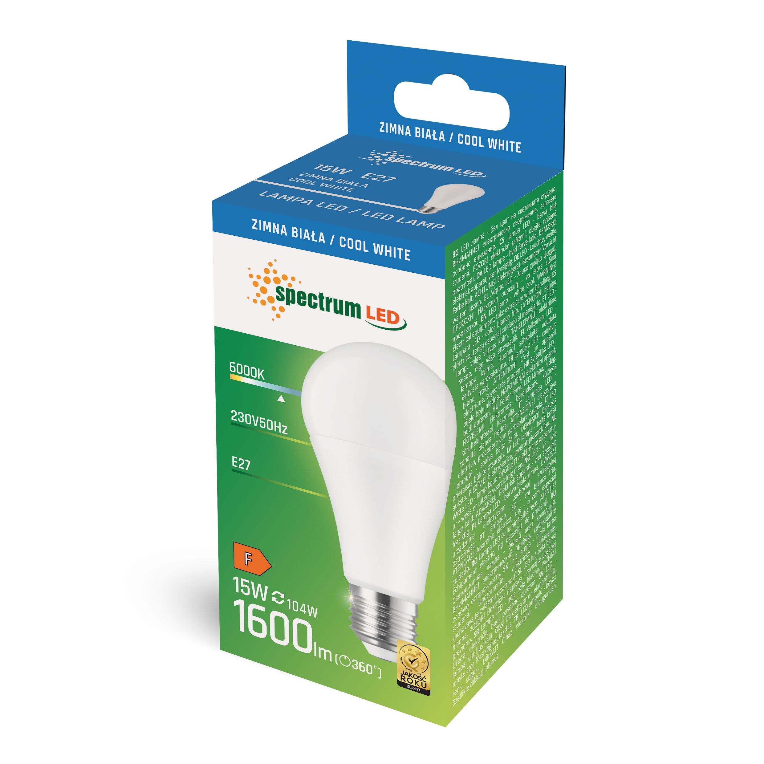 LED Light bulb GLS E-27 230V 15W CW WOJ+14263