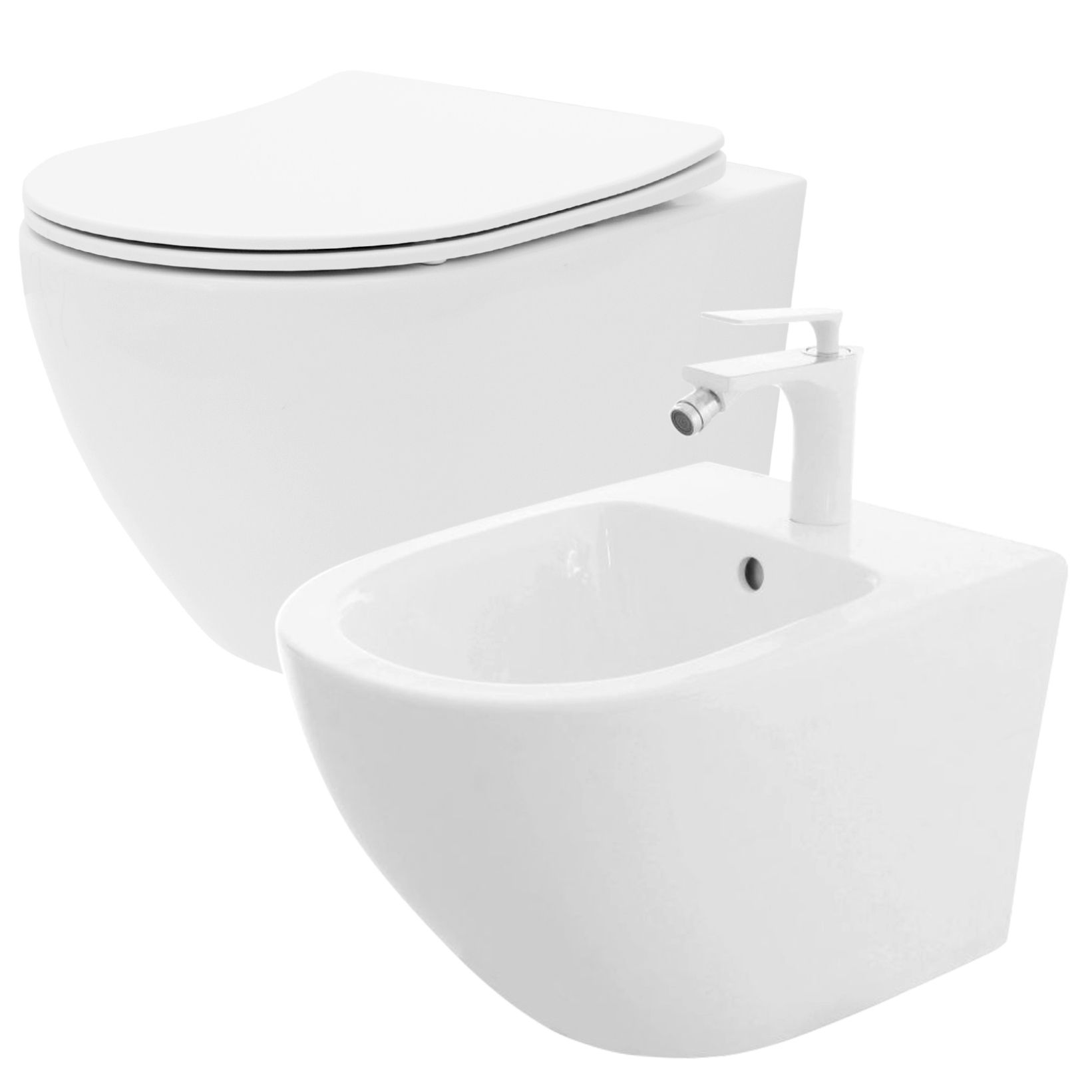 Σετ: Carlo Flat Mini λεκάνη τουαλέτας Rimless + Carlo Mini Bidet