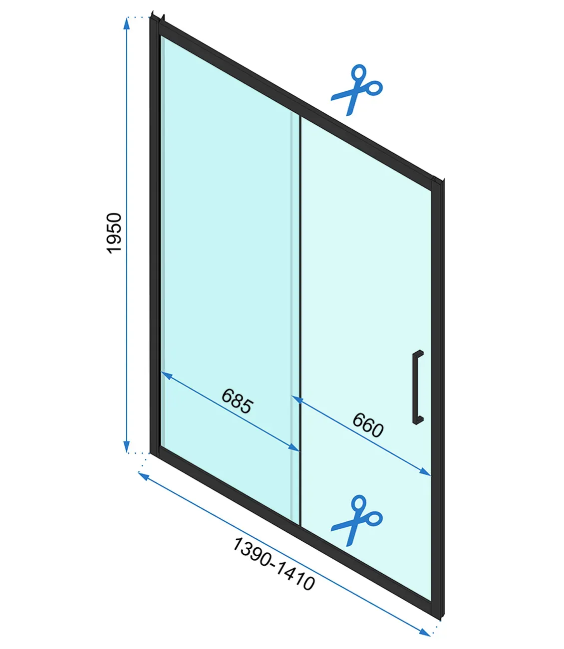 Shower door REA Rapid Slide 140 Gold
