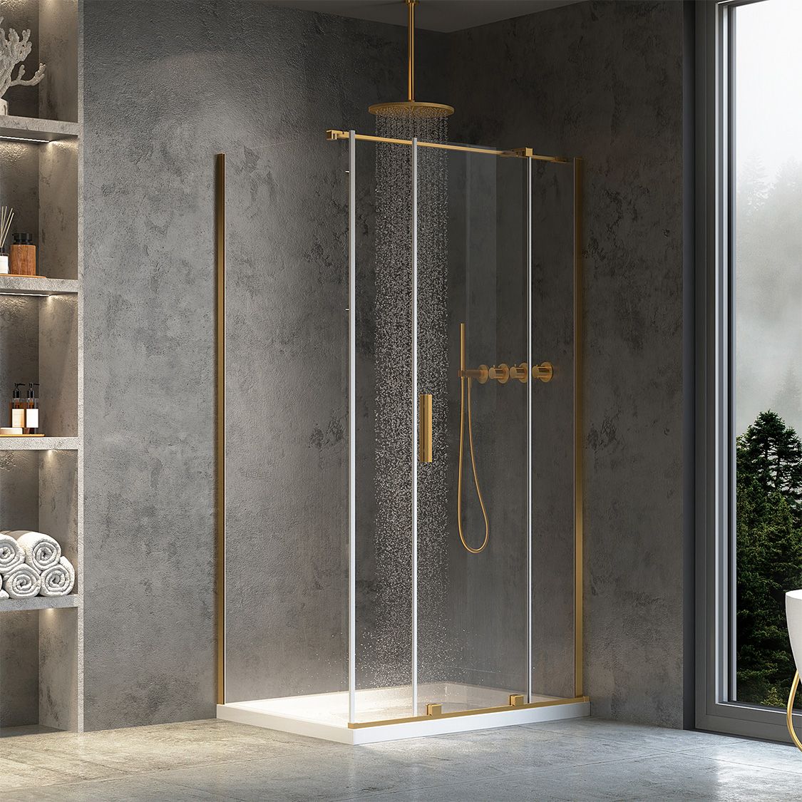 Cabine de douche REA Montana Gold Brush 120x90
