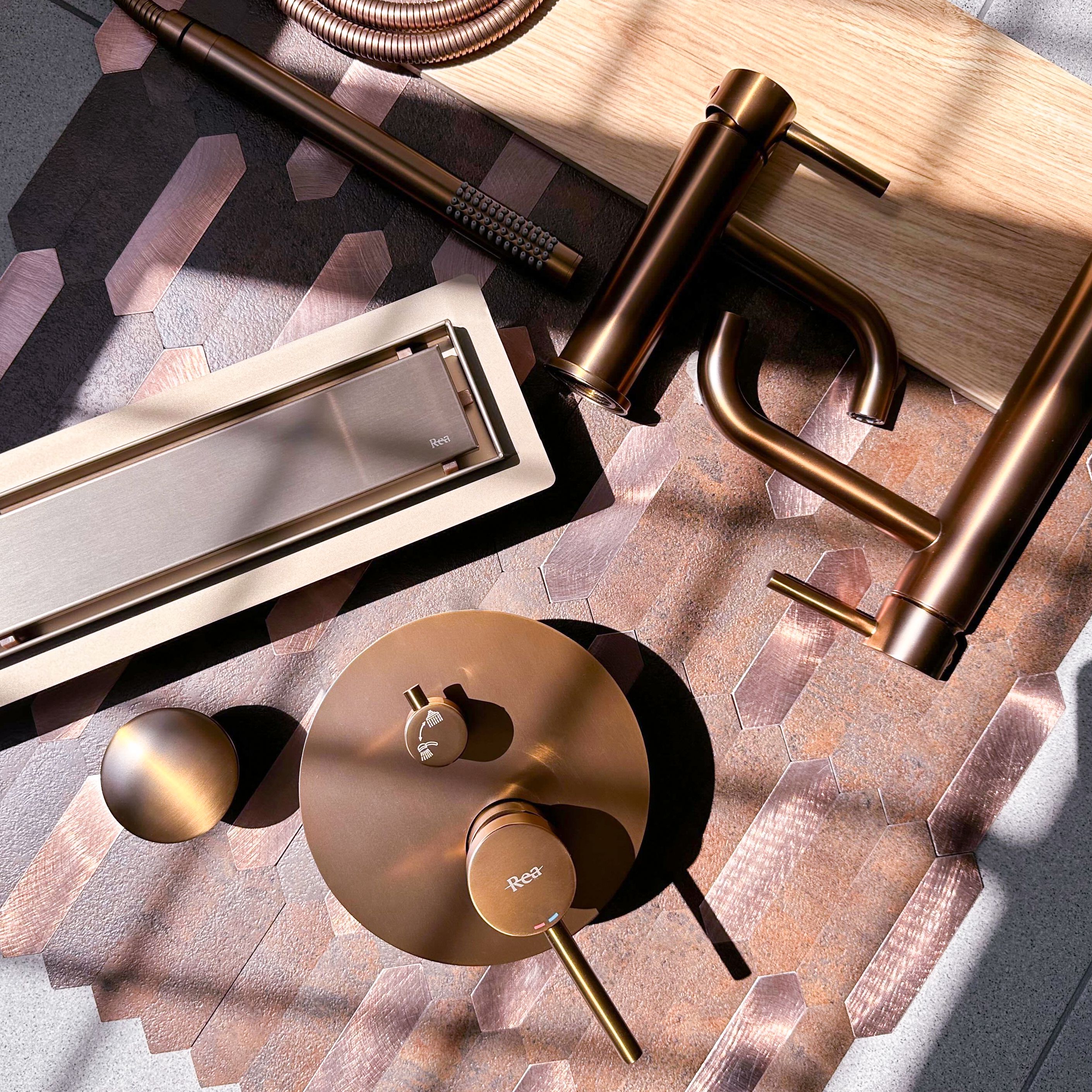 Лінійний злив REA Neox pro Brushed l. Copper 60