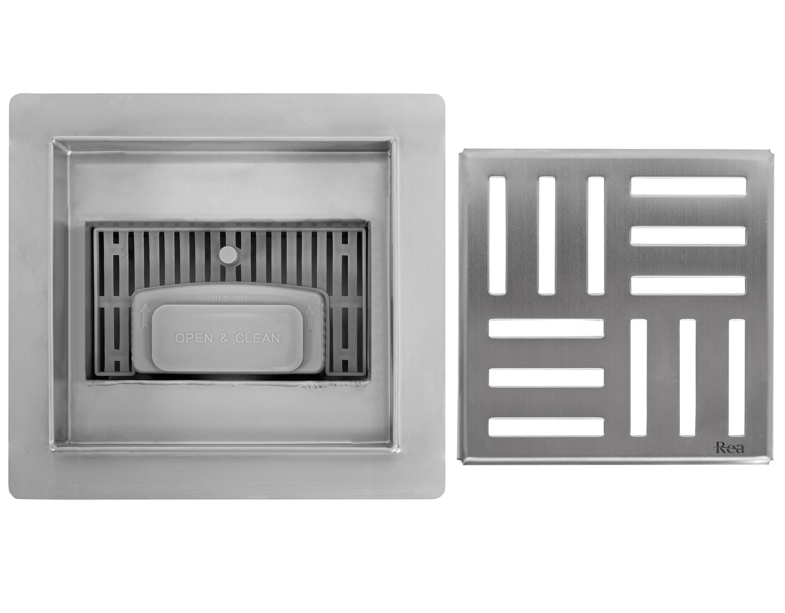 Zuhanylefolyó REA CROSS 150x150 Nickel Brush