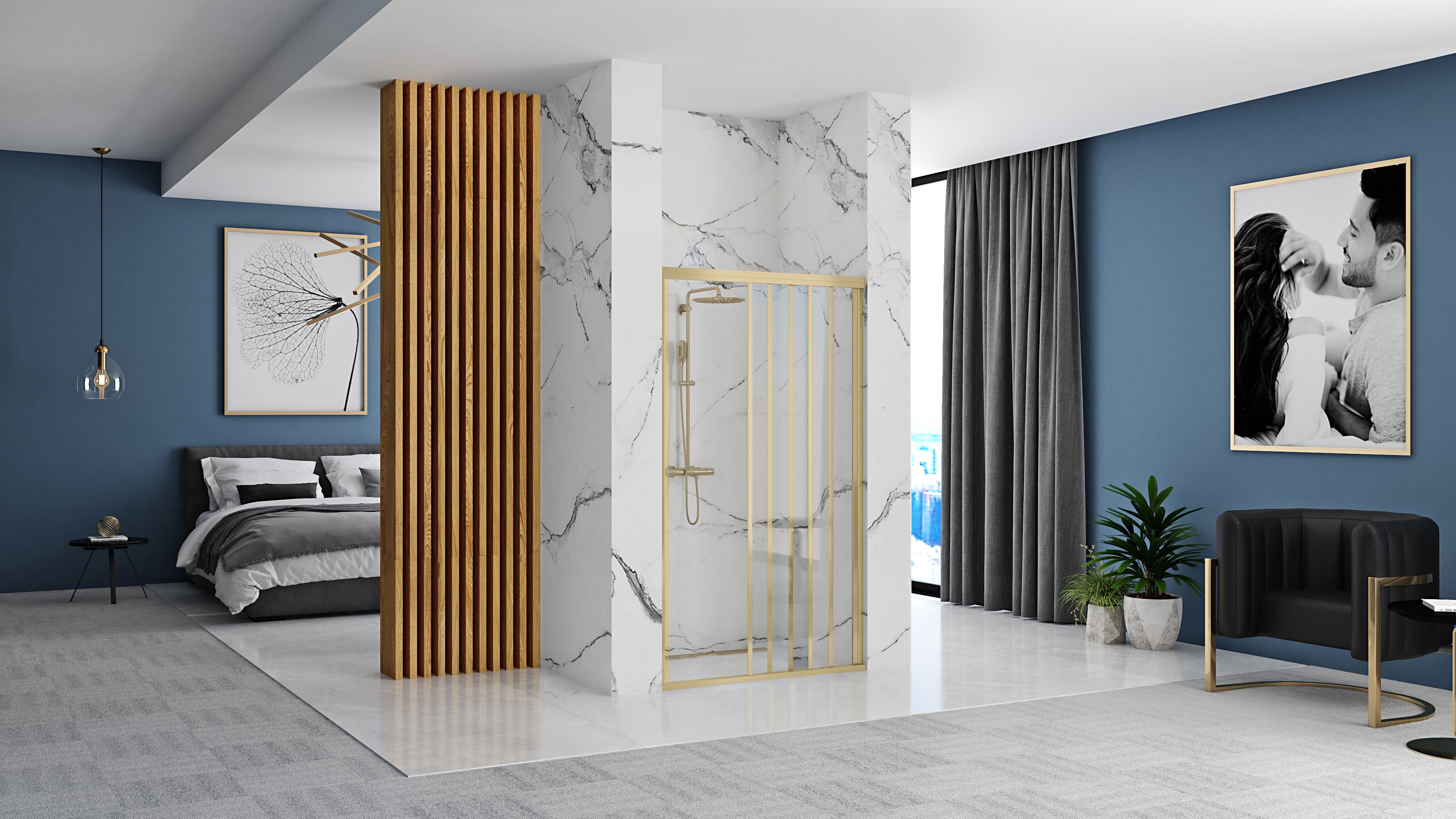 Shower doors Rea Alex 100 Gold Brush
