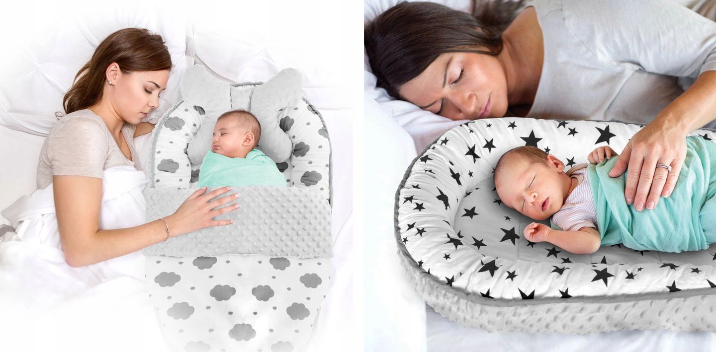 Baby cocoon for pram, mattress, pillow, blanket 5in1 White Black Bear