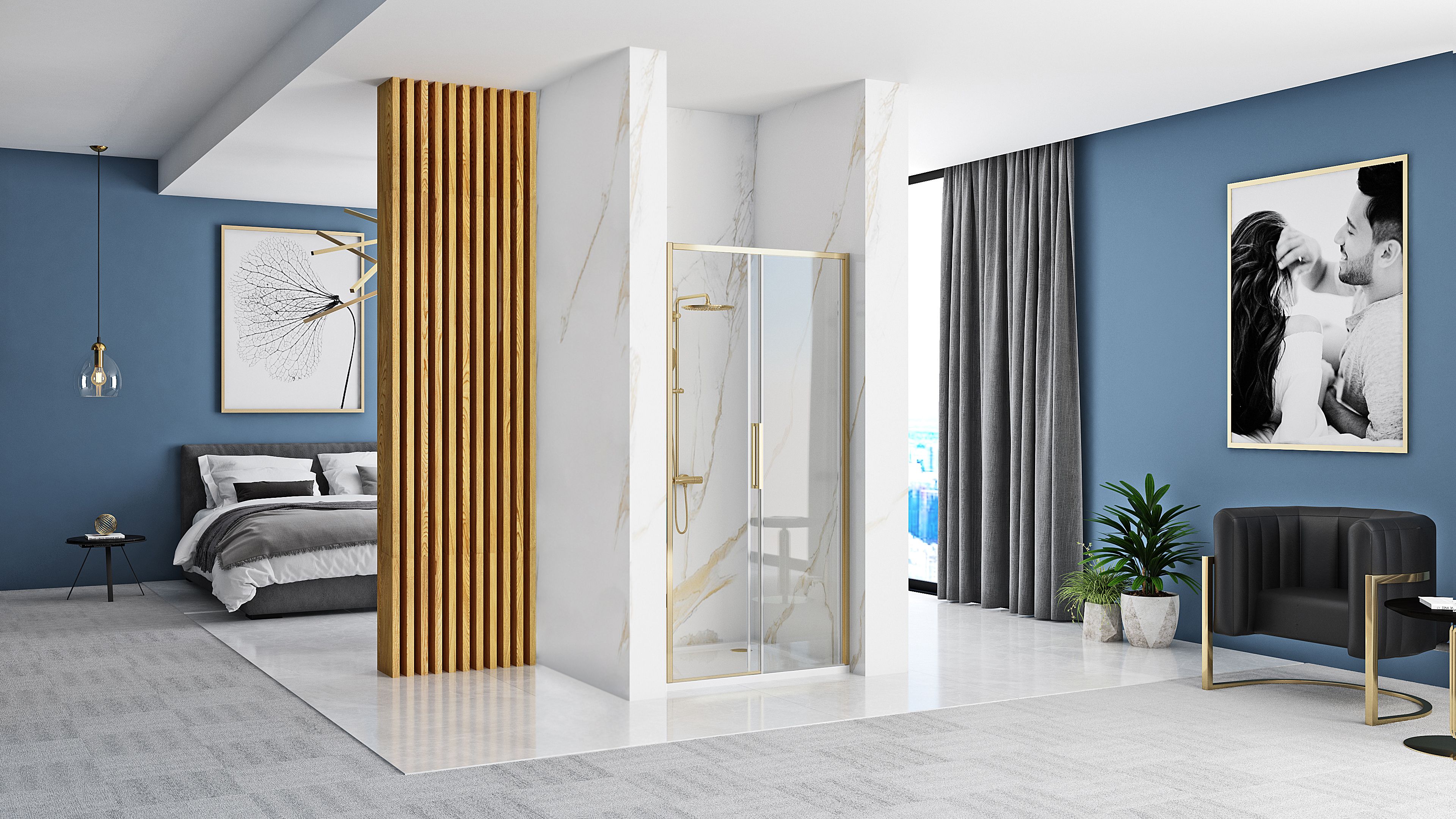 Shower door REA Rapid Slide 140 Gold