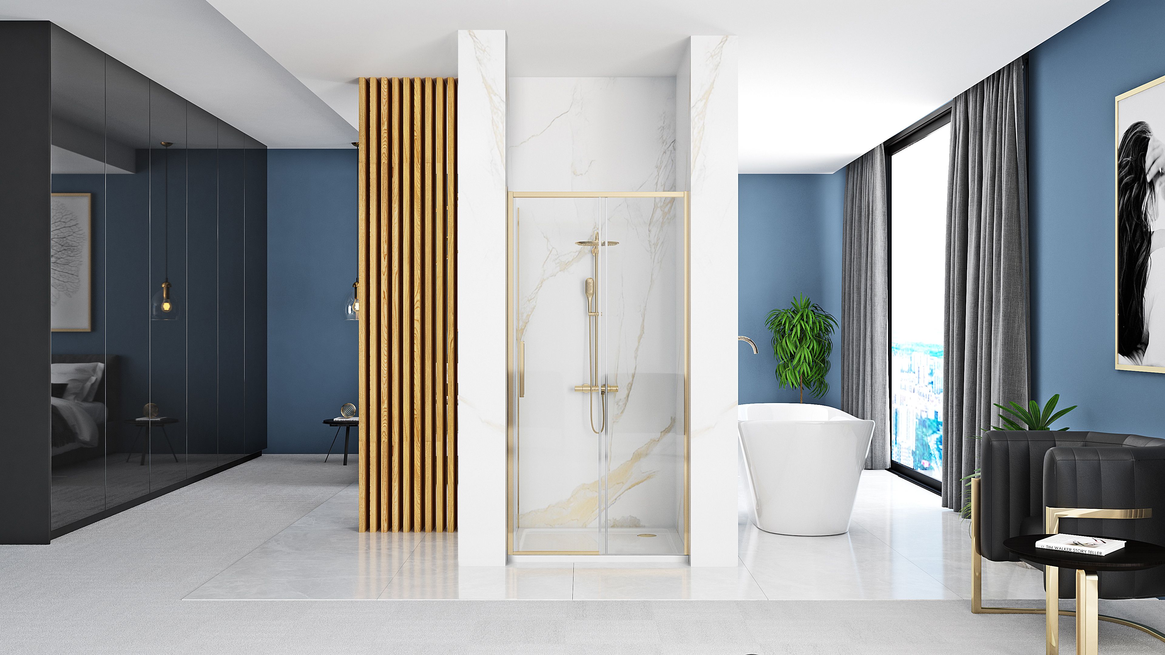 Shower door REA Rapid Slide 140 Gold