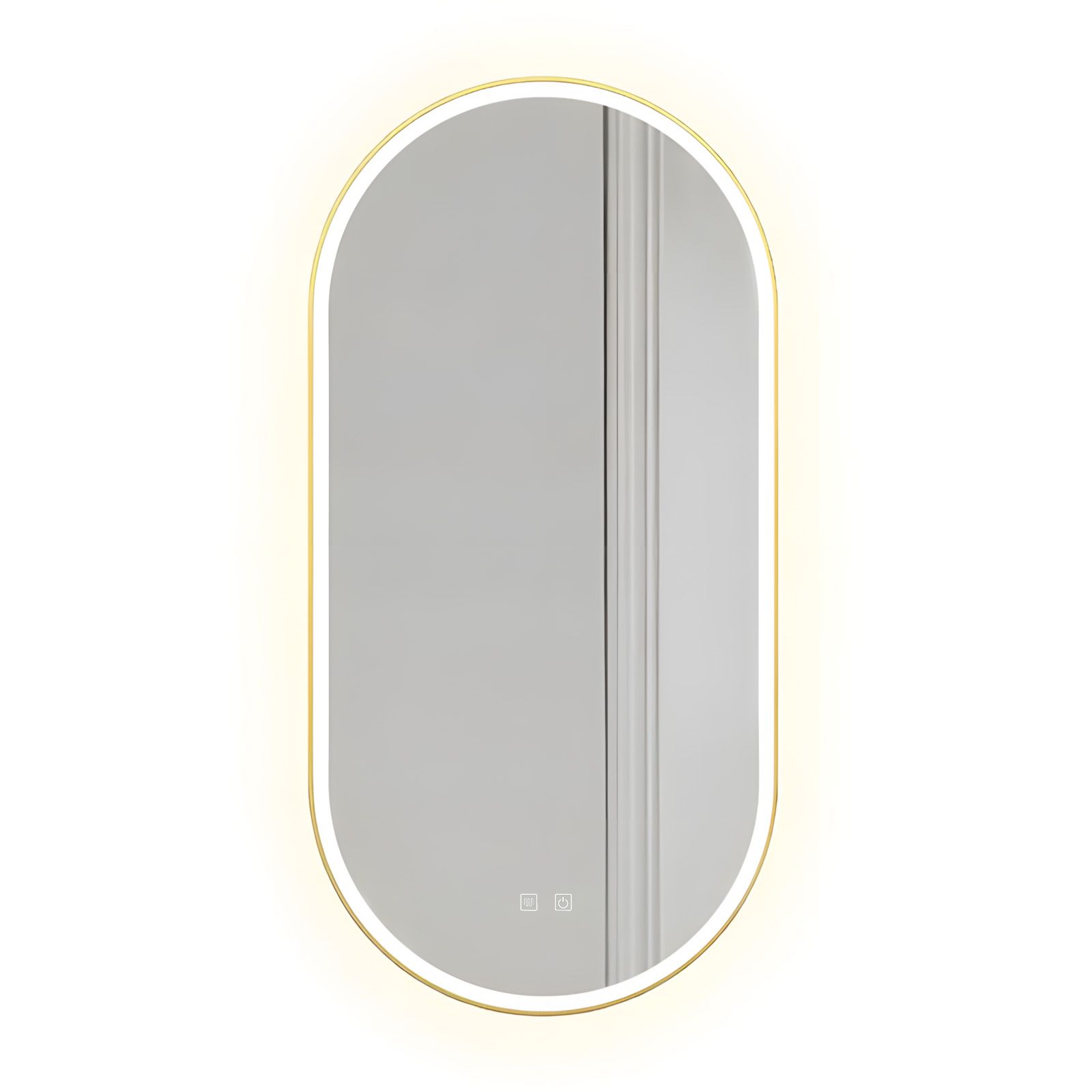 Mirror LED OVL 50x100cm Brush Gold