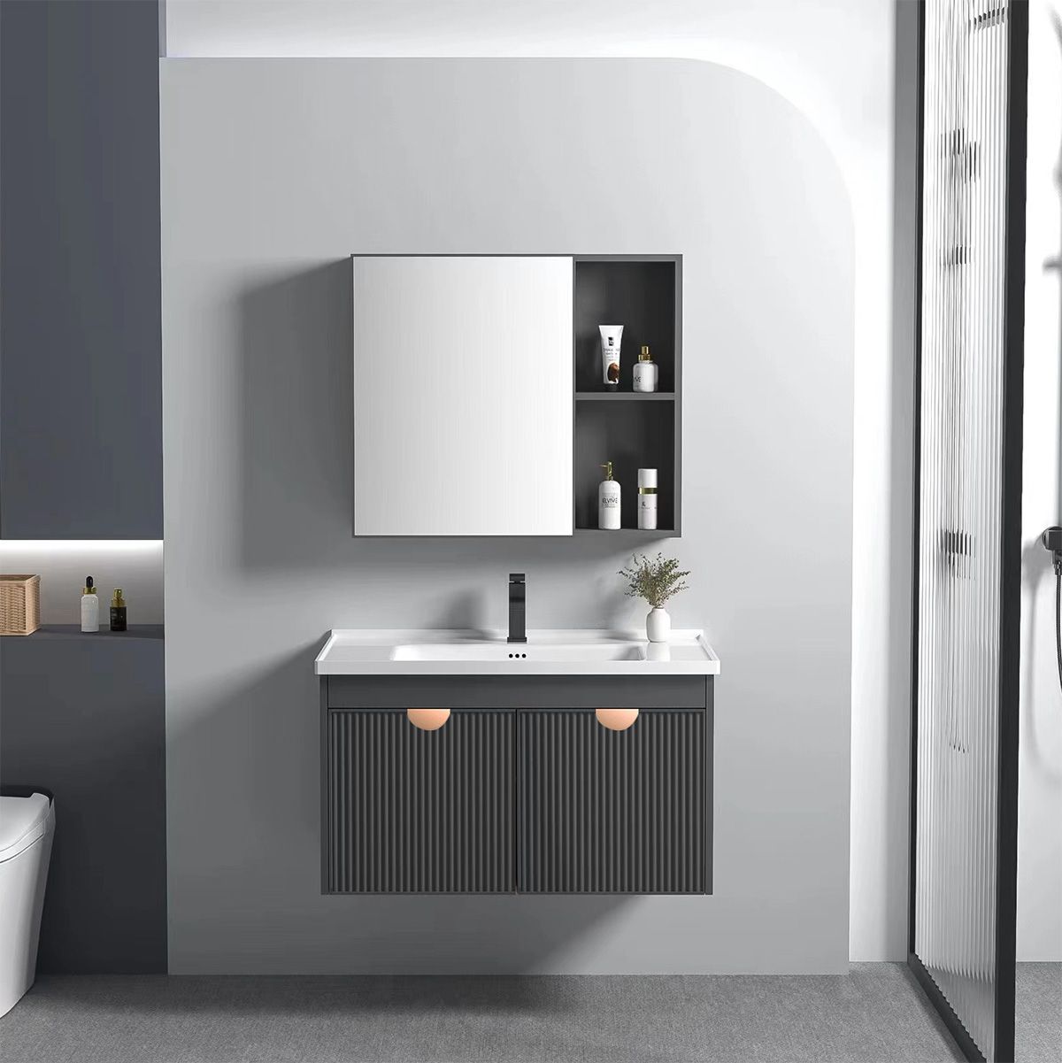 Bathroom furniture set with washbasin Mario 60cm Grey