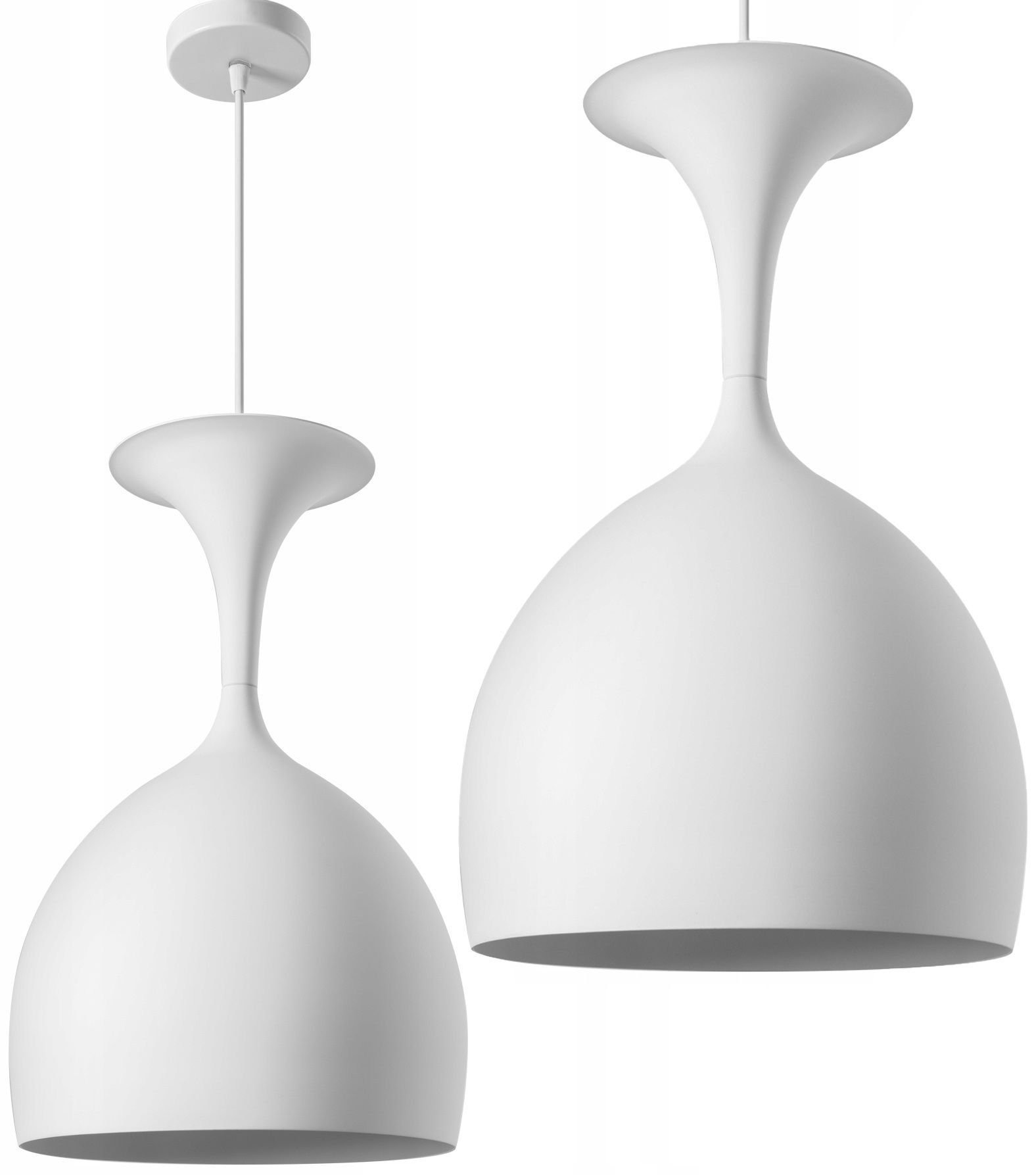 Kovová závěsná stropní lampa stínidlo Calyx White