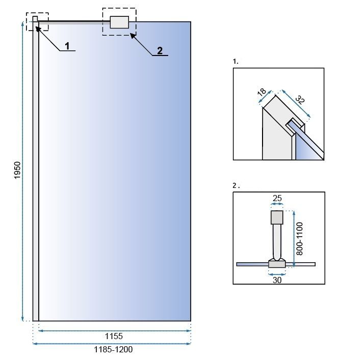 Pared de la ducha Rea Aero N 120 Transparent