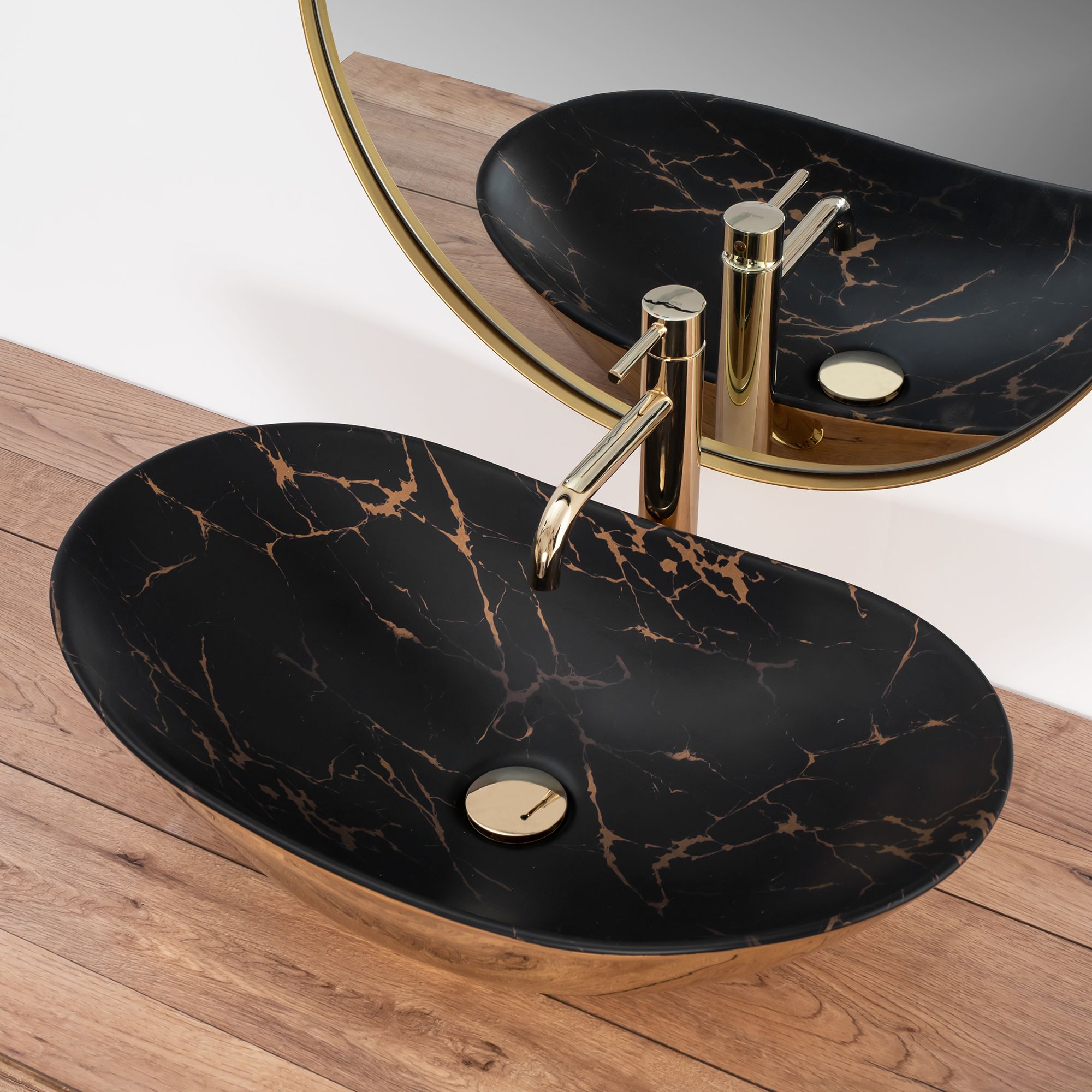 Stalviršio  Praustuvas REA Royal In Black Marble Gold