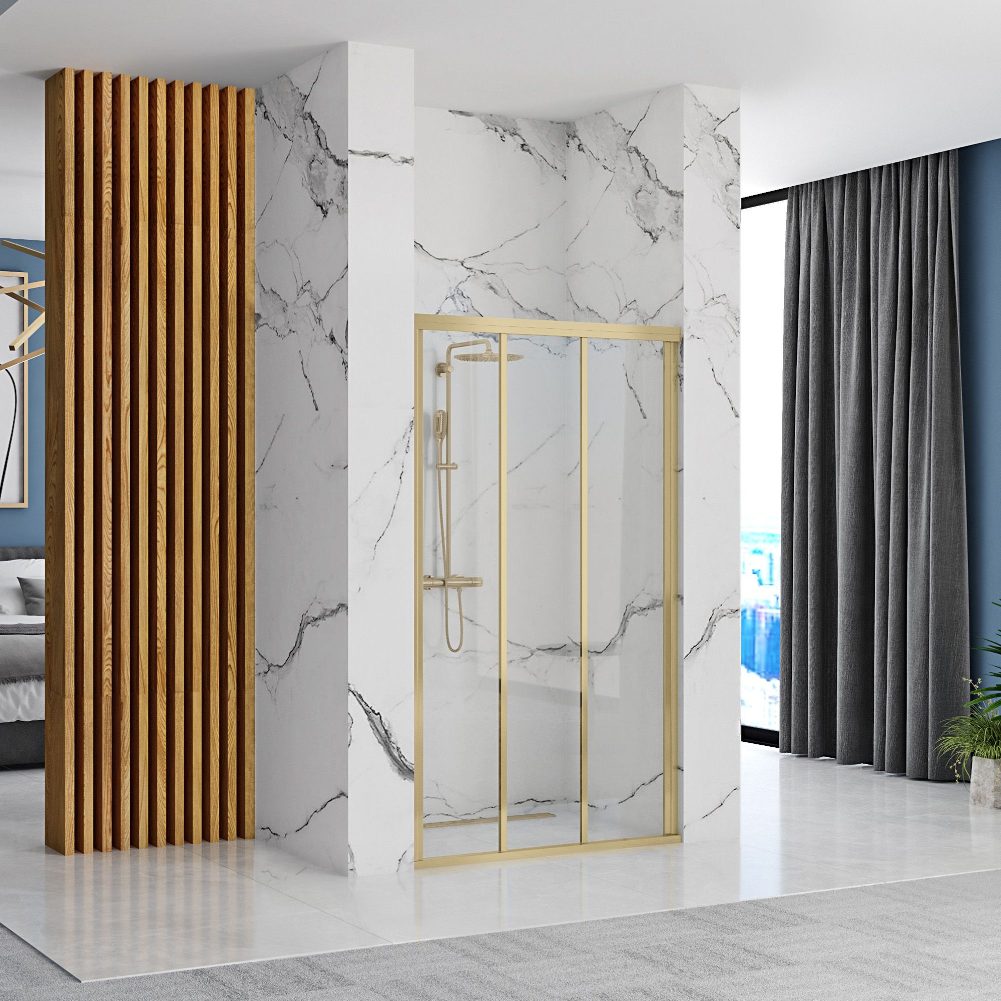 Shower doors Rea Alex 100 Gold Brush