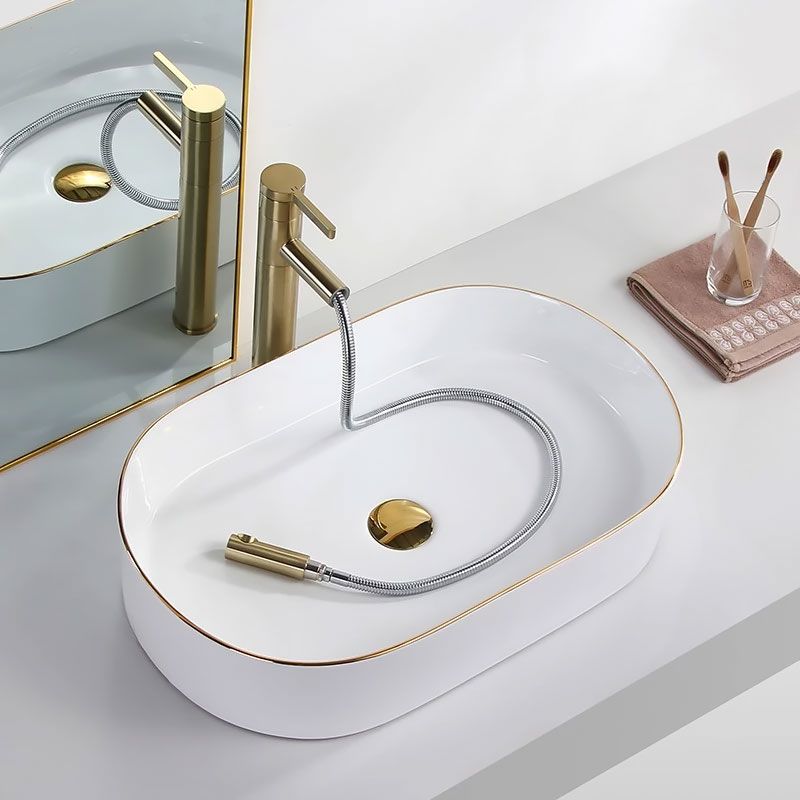 Aufsatzwaschbecken Rea Nadia white Gold edge