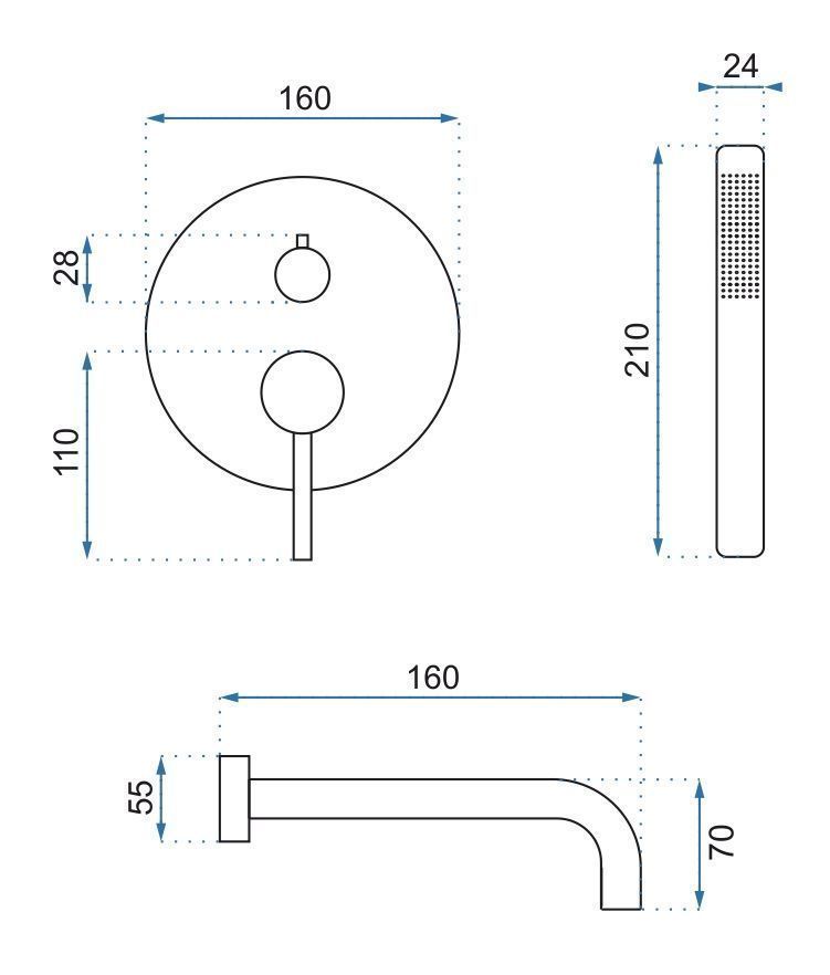 Wall Mounted Bath faucet Rea Lungo White Matt + Box