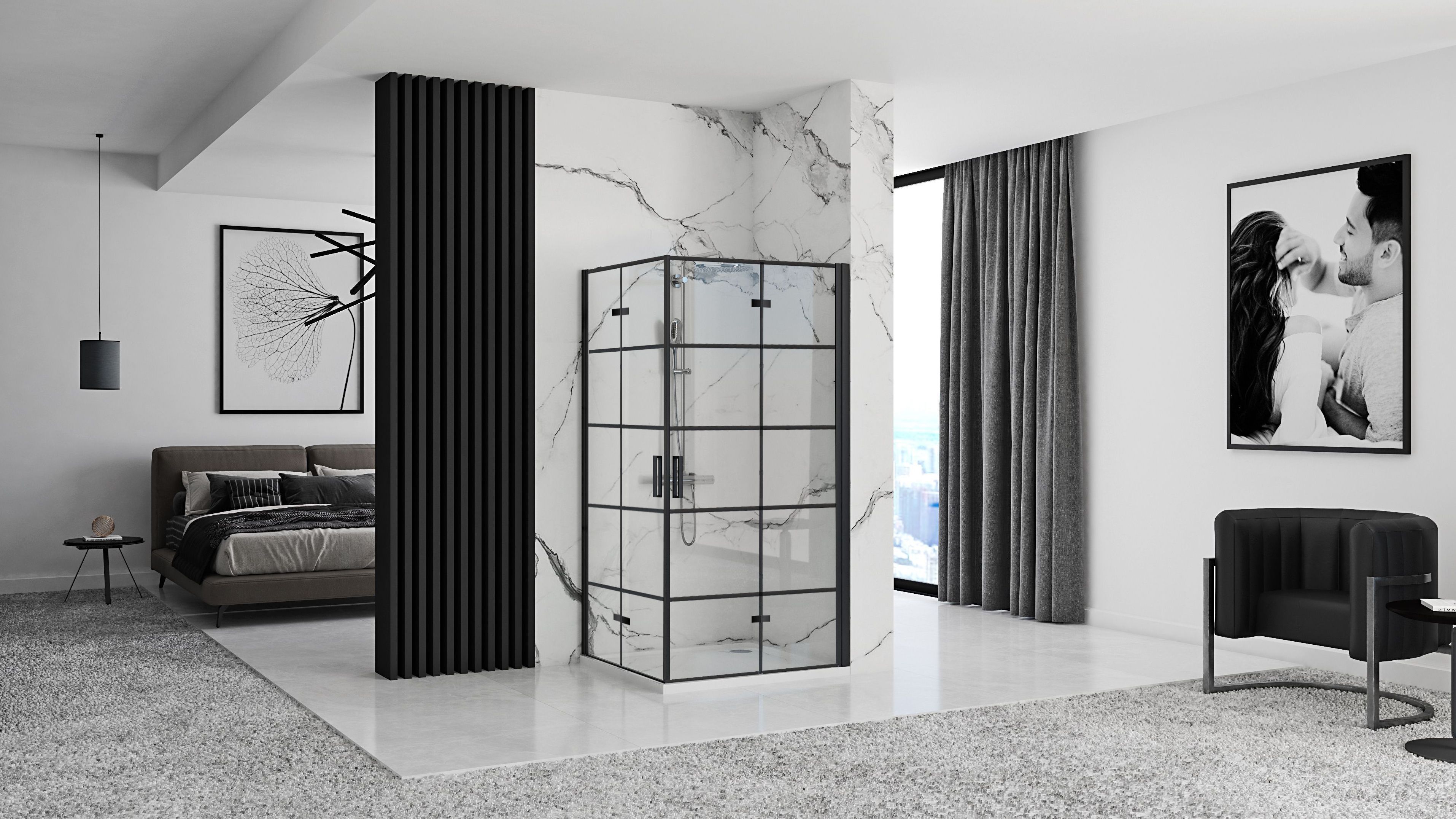 Duschkabine Rea Molier Black Double 80x110
