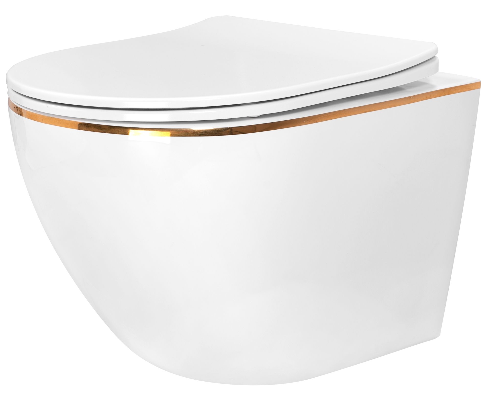 Klozetas pakabinamas Rea Carlo white Mini Flat Gold Edge