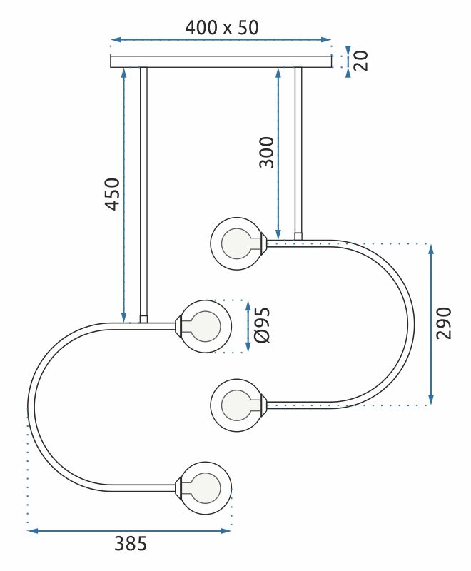 Skleněné koule závěsná lampa APP639-4CP zlatá