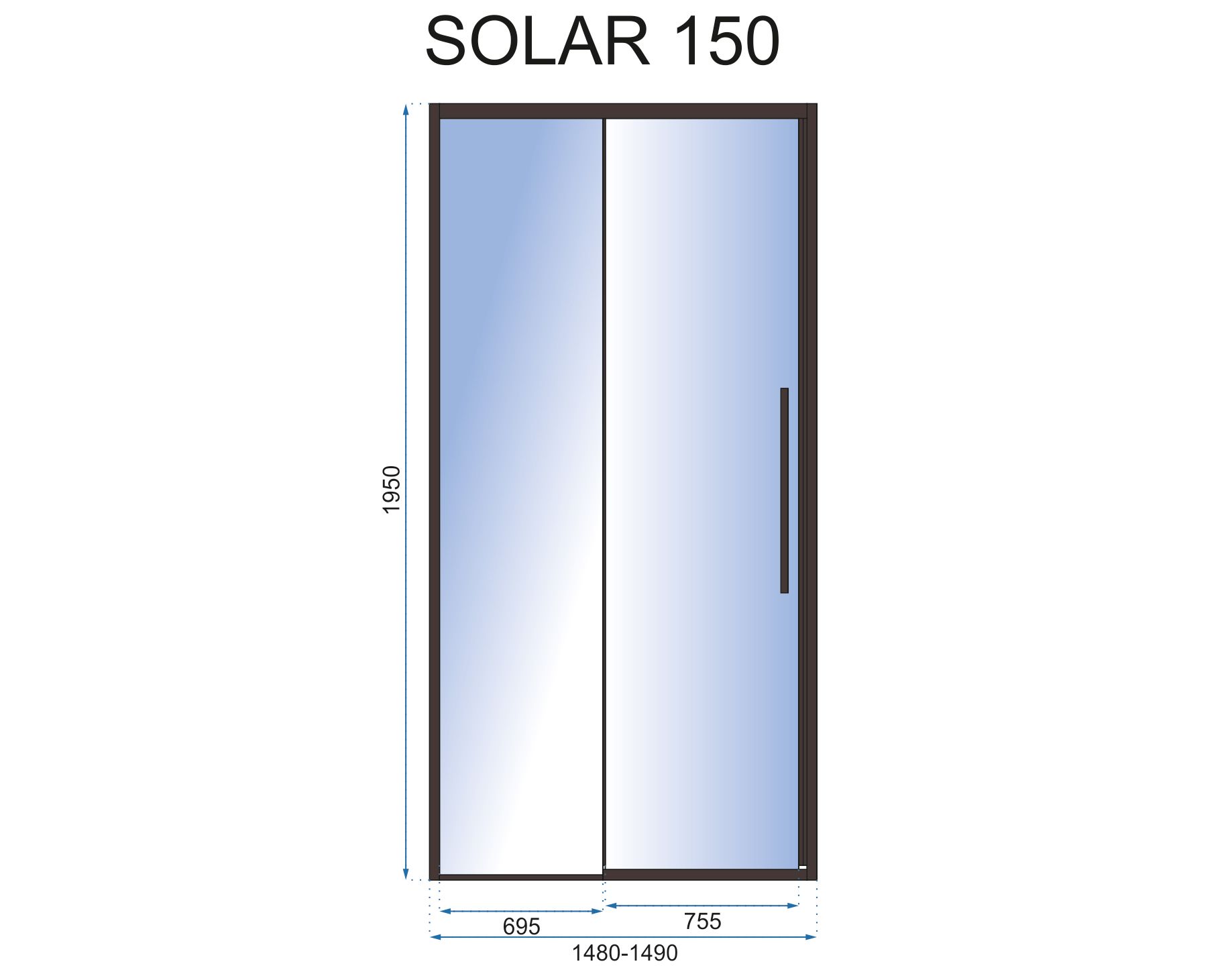 Shower doors SOLAR BLACK MAT 150