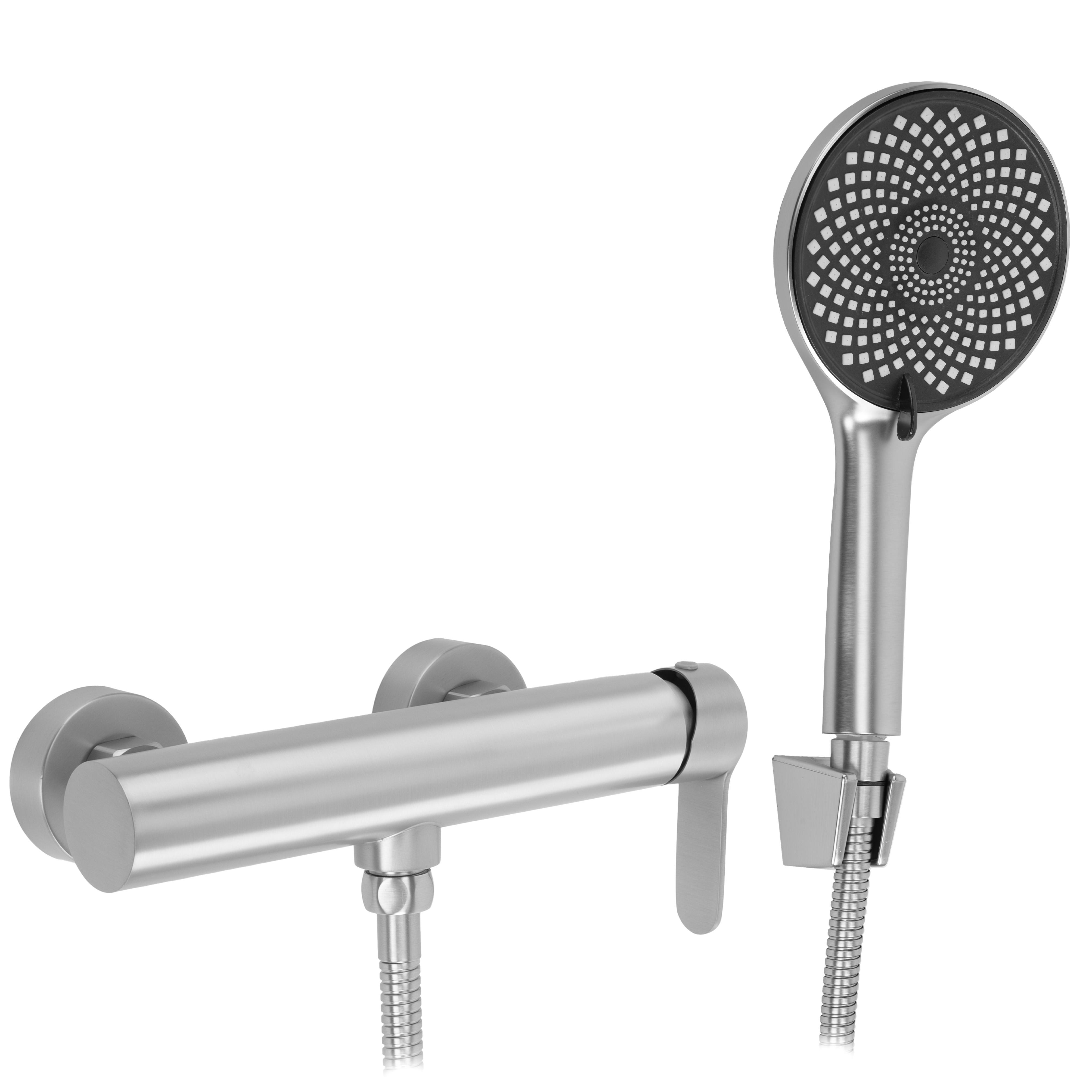 Ibergrif Douchemengkraan wandmontage, douchekraan eengreeps douchemengstang, met douchekophouder, chroom afgewerkt, zilver M12059-1