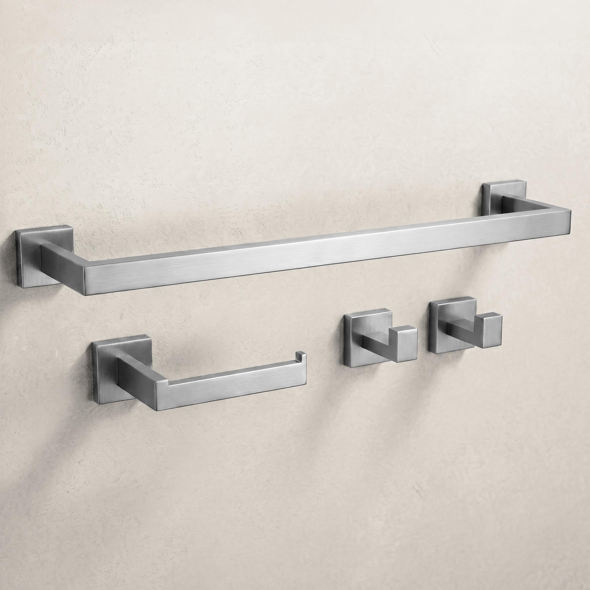 Bathroom Accessories Set Rio Brush Nickel 4 Pieces - Rea